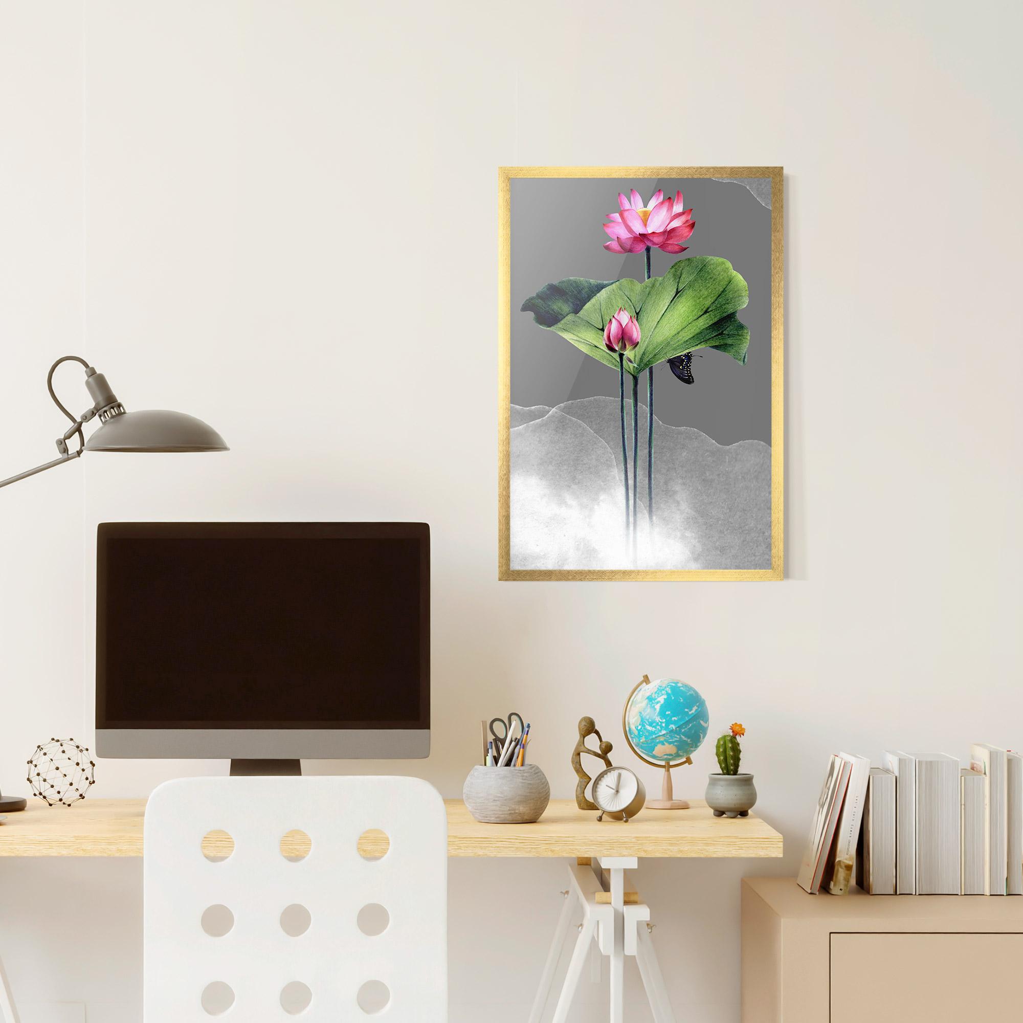 Poster Înrămat Pink Lotus Art mockup 6