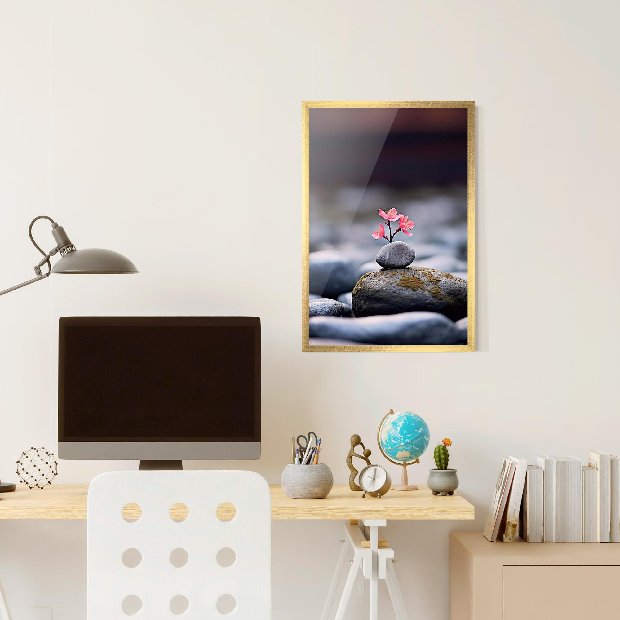 Poster Înrămat Tiny Flower Rock mockup 6