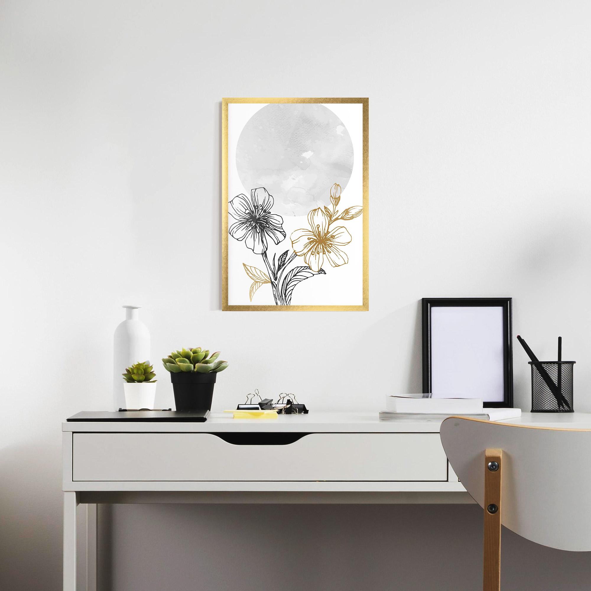 Poster Înrămat Grey Moon Flowers mockup 7