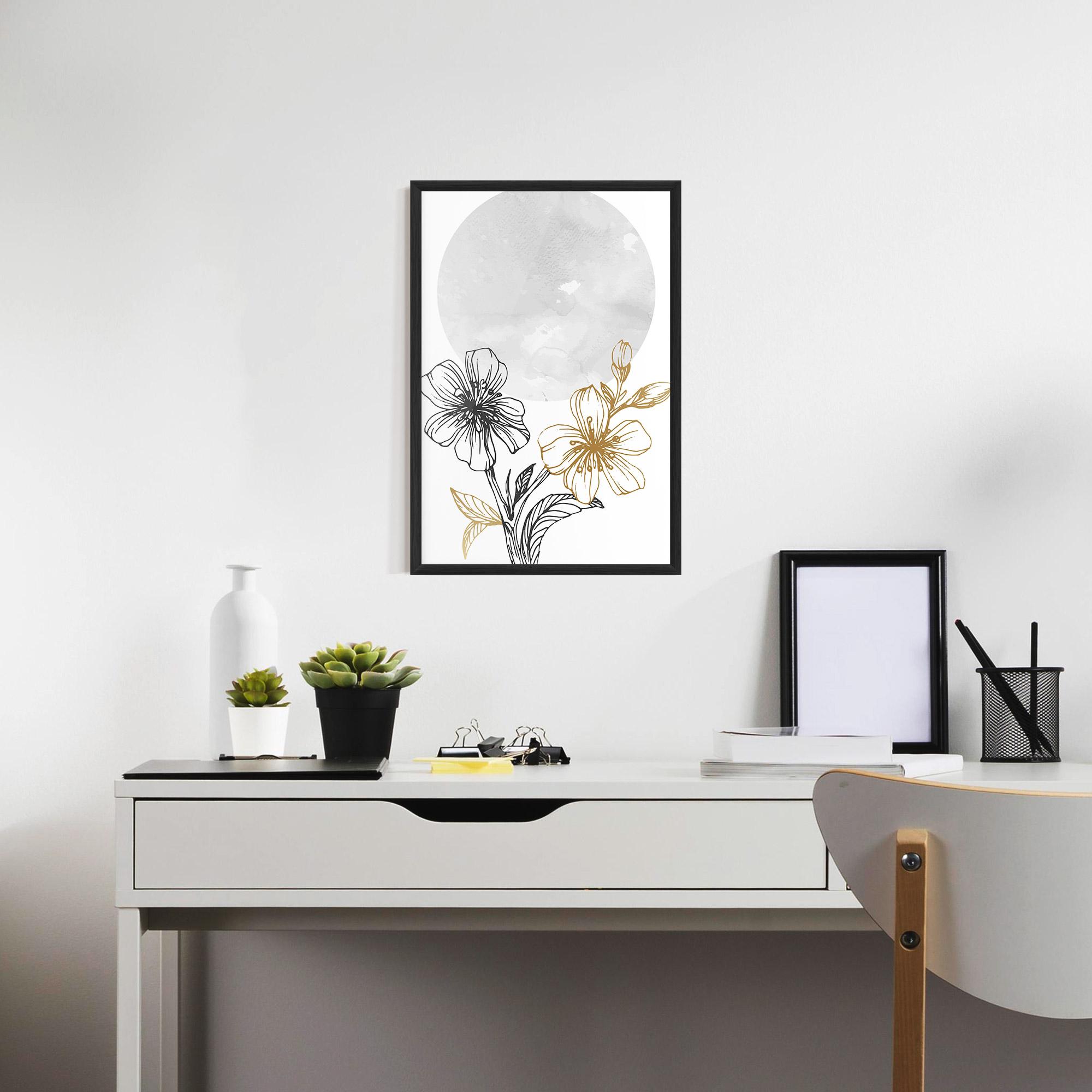 Poster Înrămat Grey Moon Flowers mockup 7