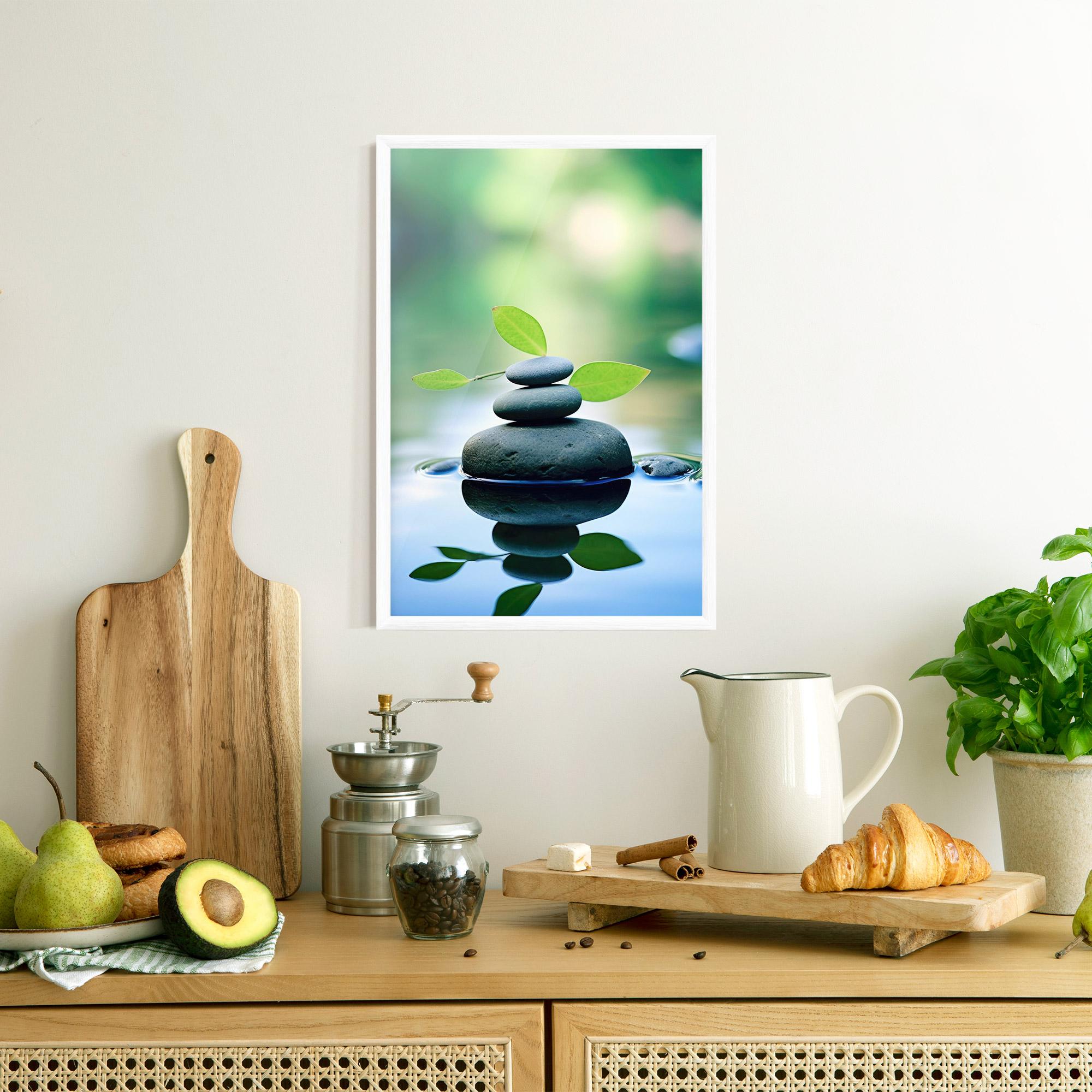 Poster Înrămat Stones Green Leaves mockup 8