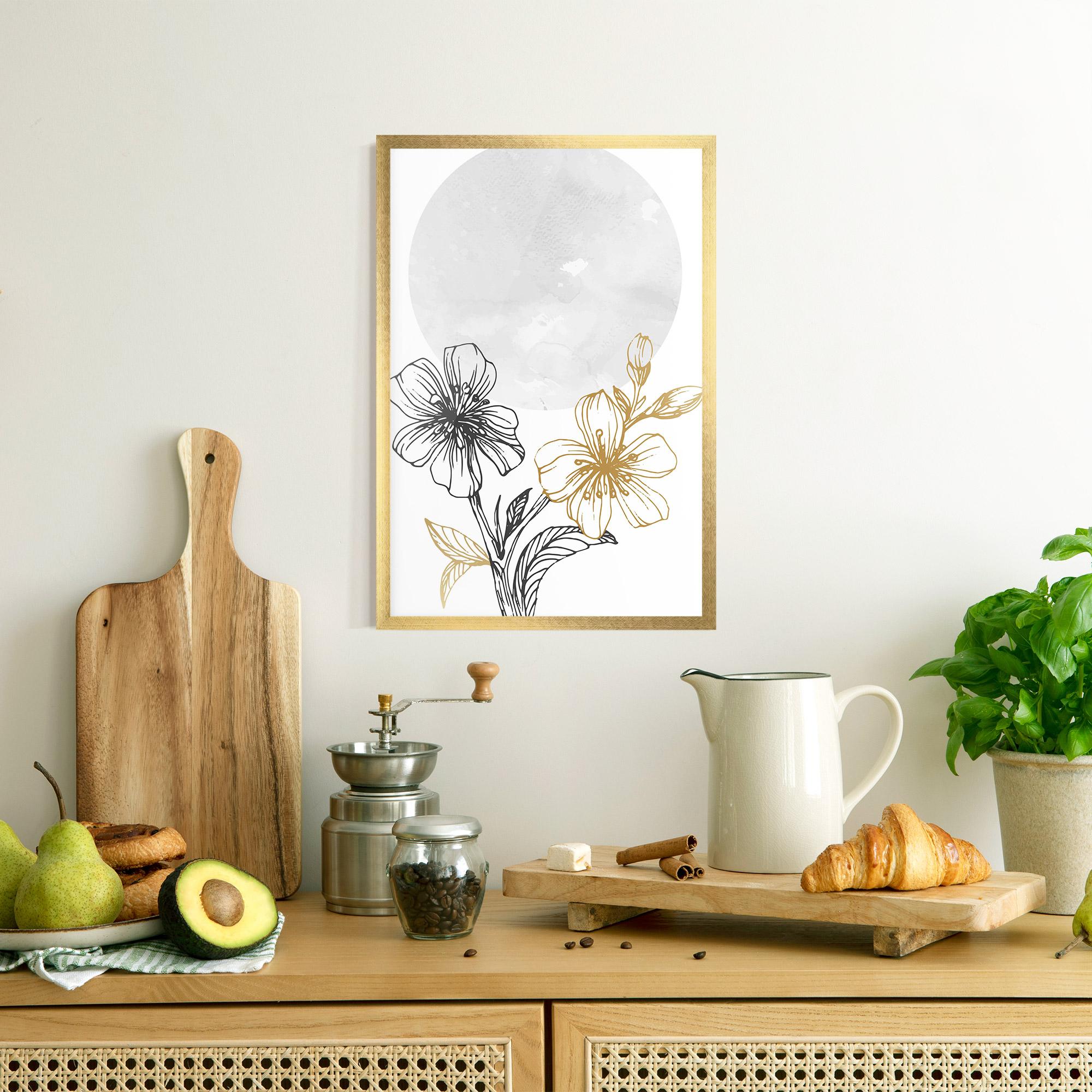 Poster Înrămat Grey Moon Flowers mockup 8