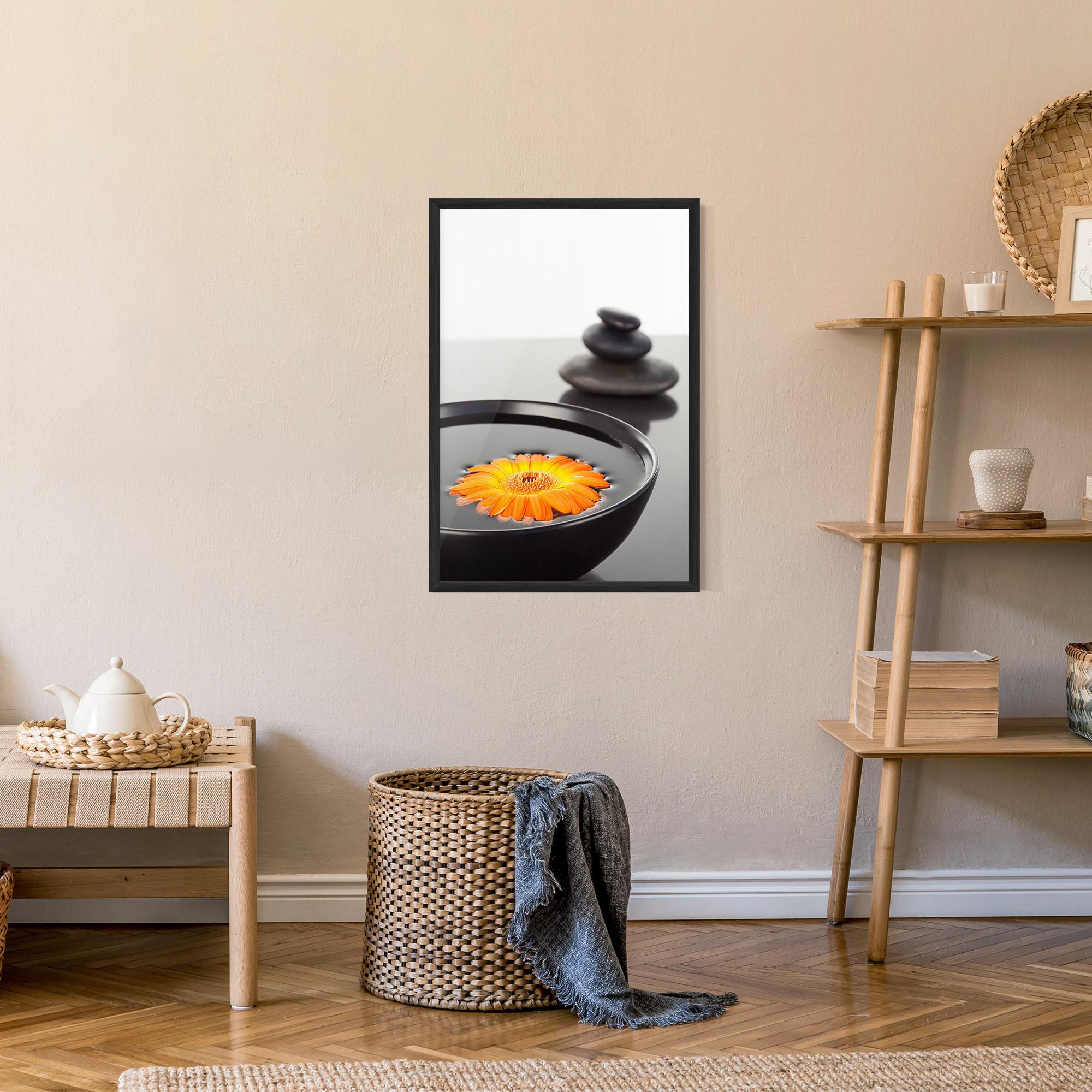 Poster Înrămat Stone Orange Flower mockup 9