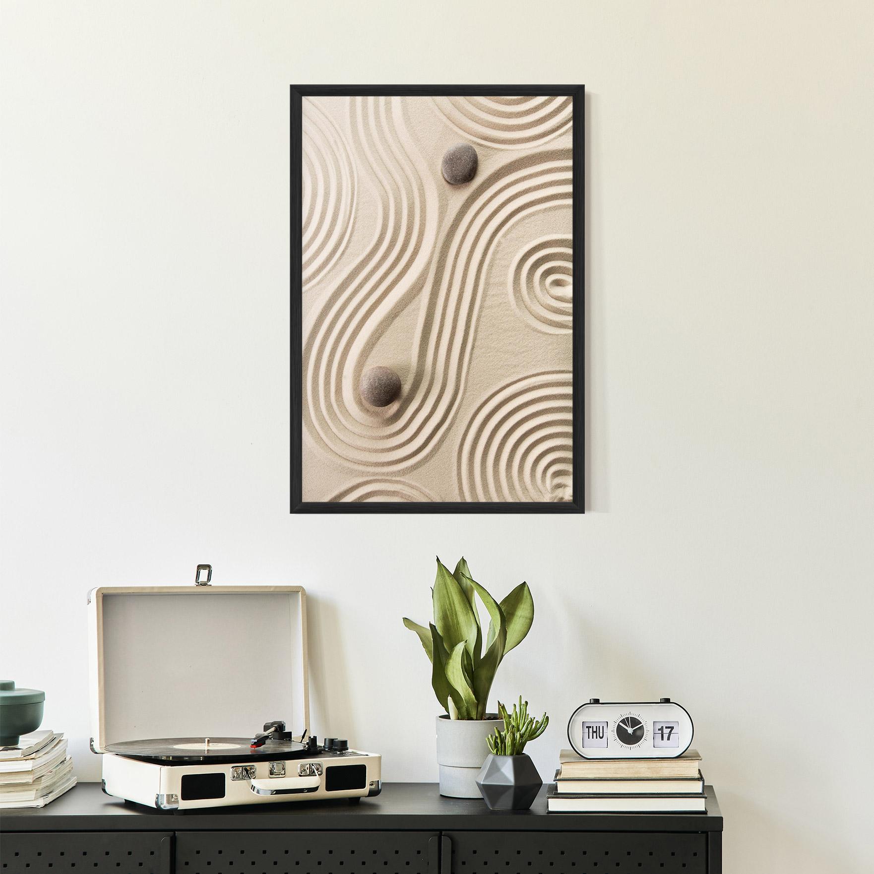 Poster Înrămat Cream Zen Stones mockup 2