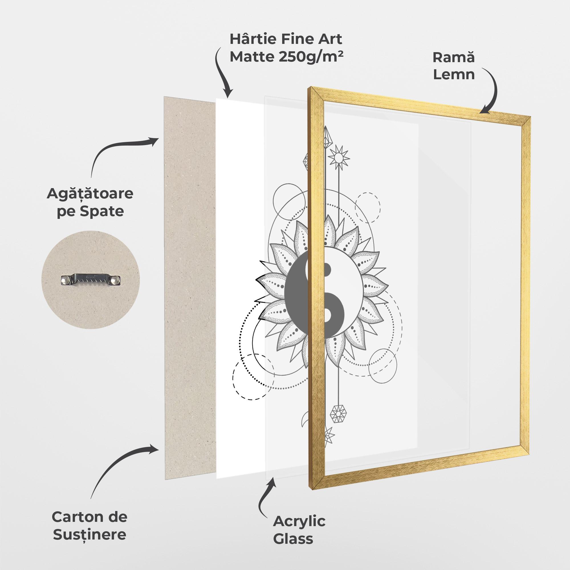 Poster Înrămat Yinyang Art Line mockup 1
