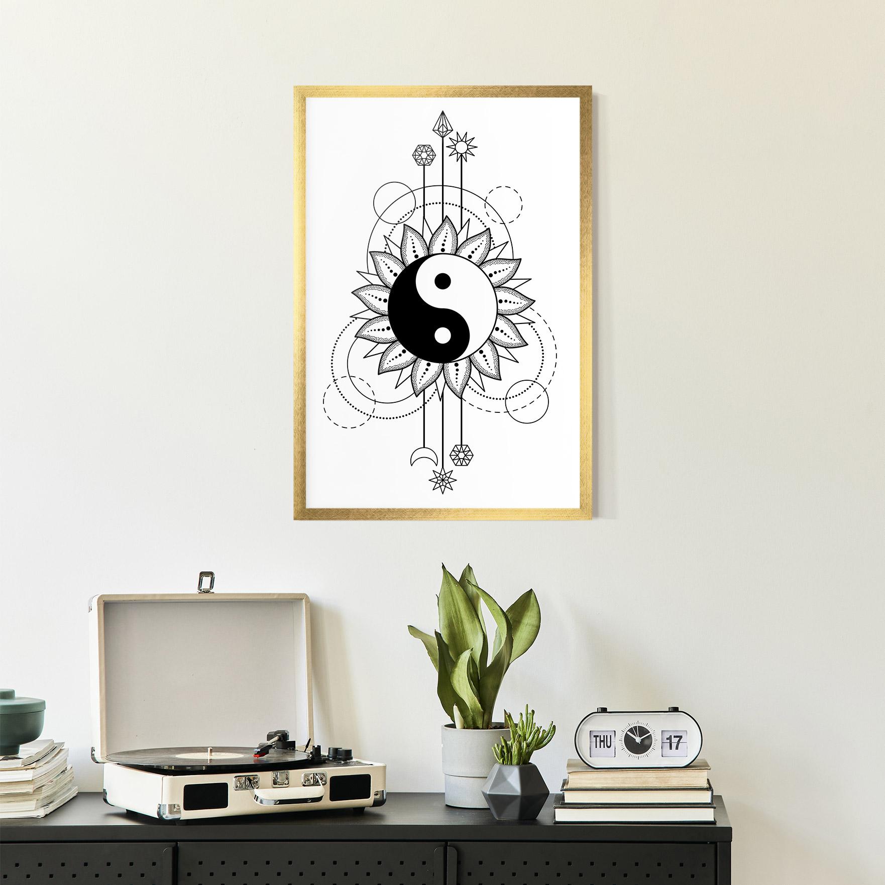 Poster Înrămat Yinyang Art Line mockup 2