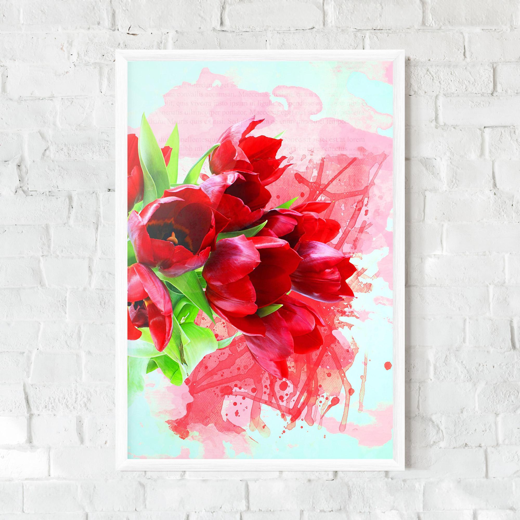 Poster Înrămat Red Tulips Bouquet mockup 0