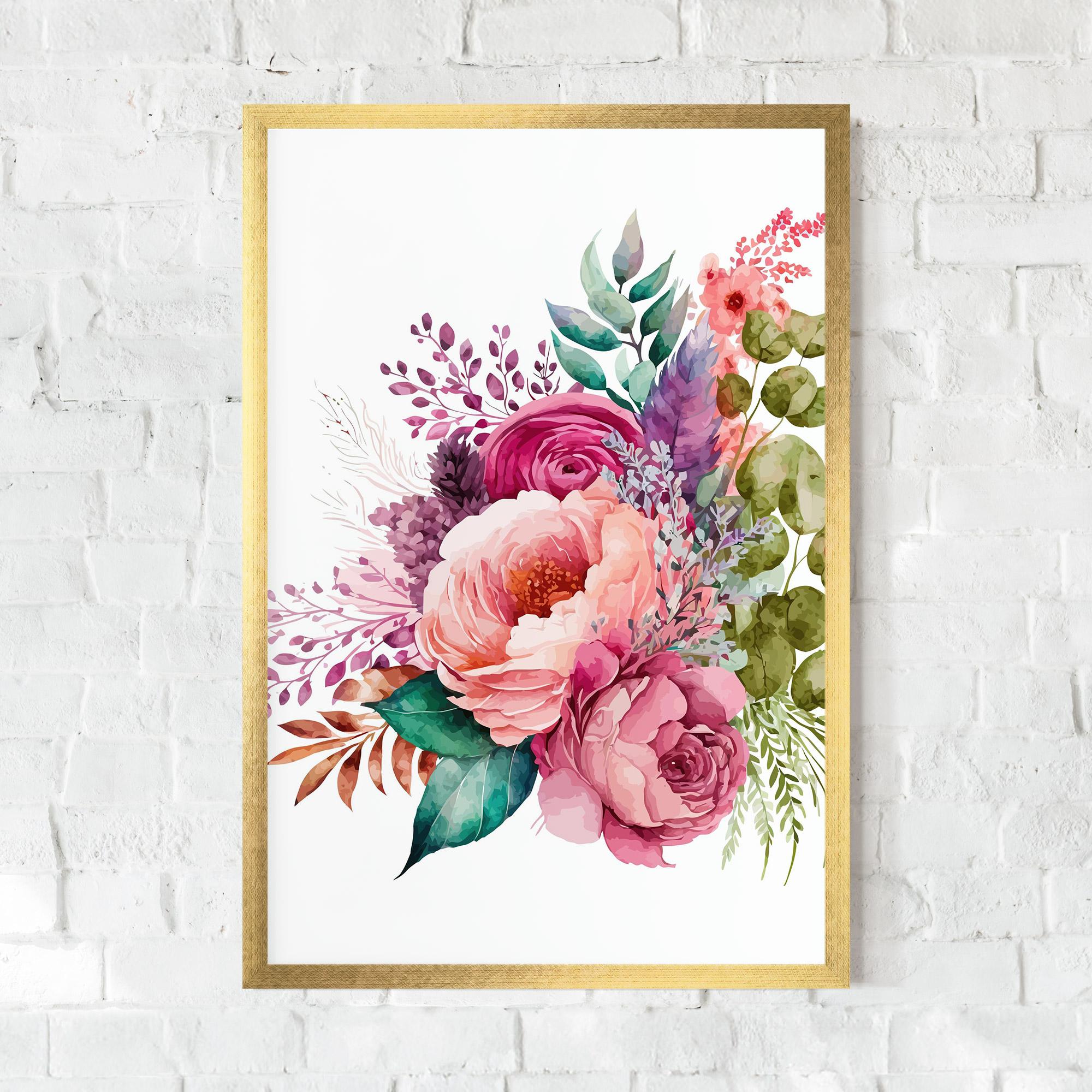 Poster Înrămat Bouquet Of Pink Roses mockup 0