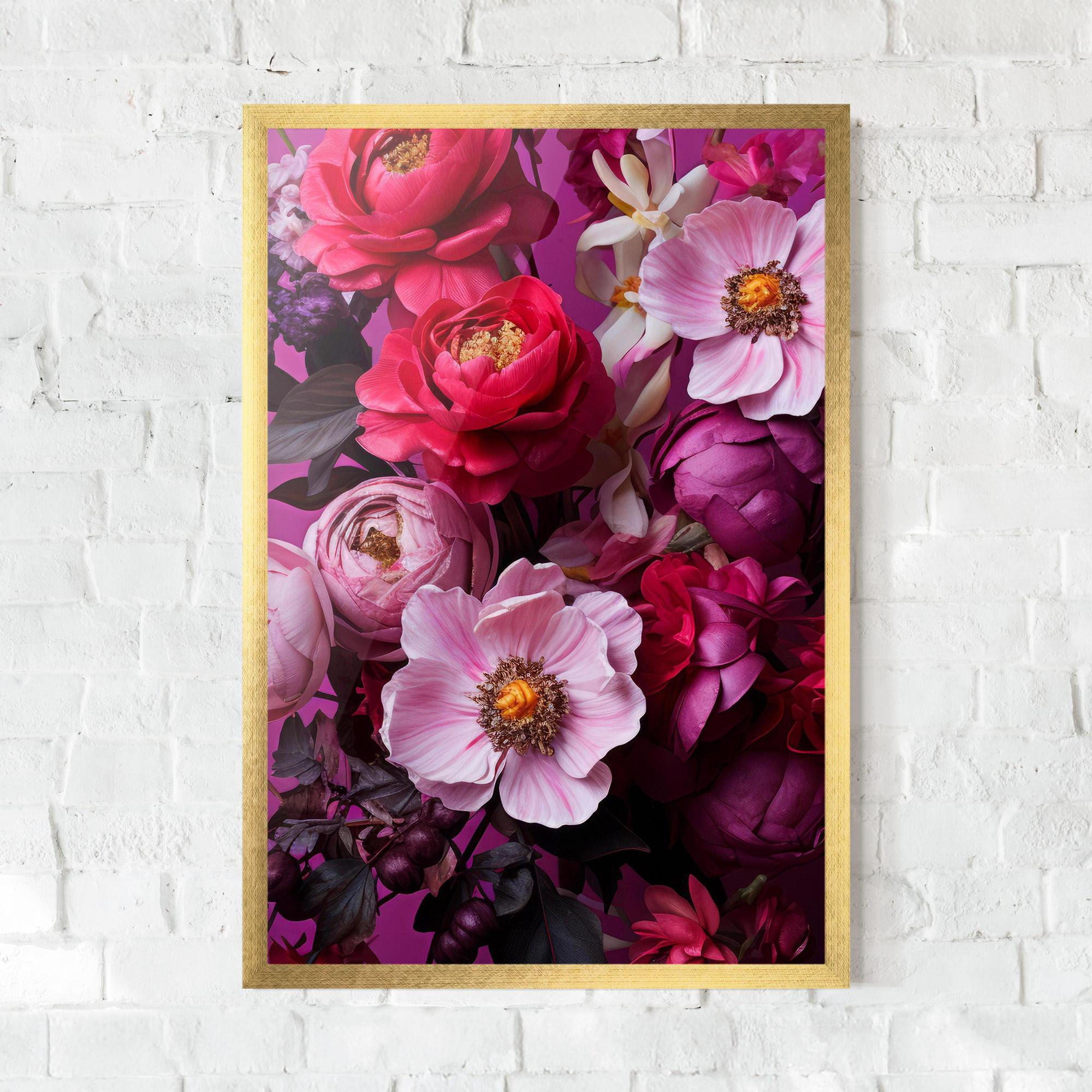 Poster Înrămat Pink Red Bouquet mockup 0