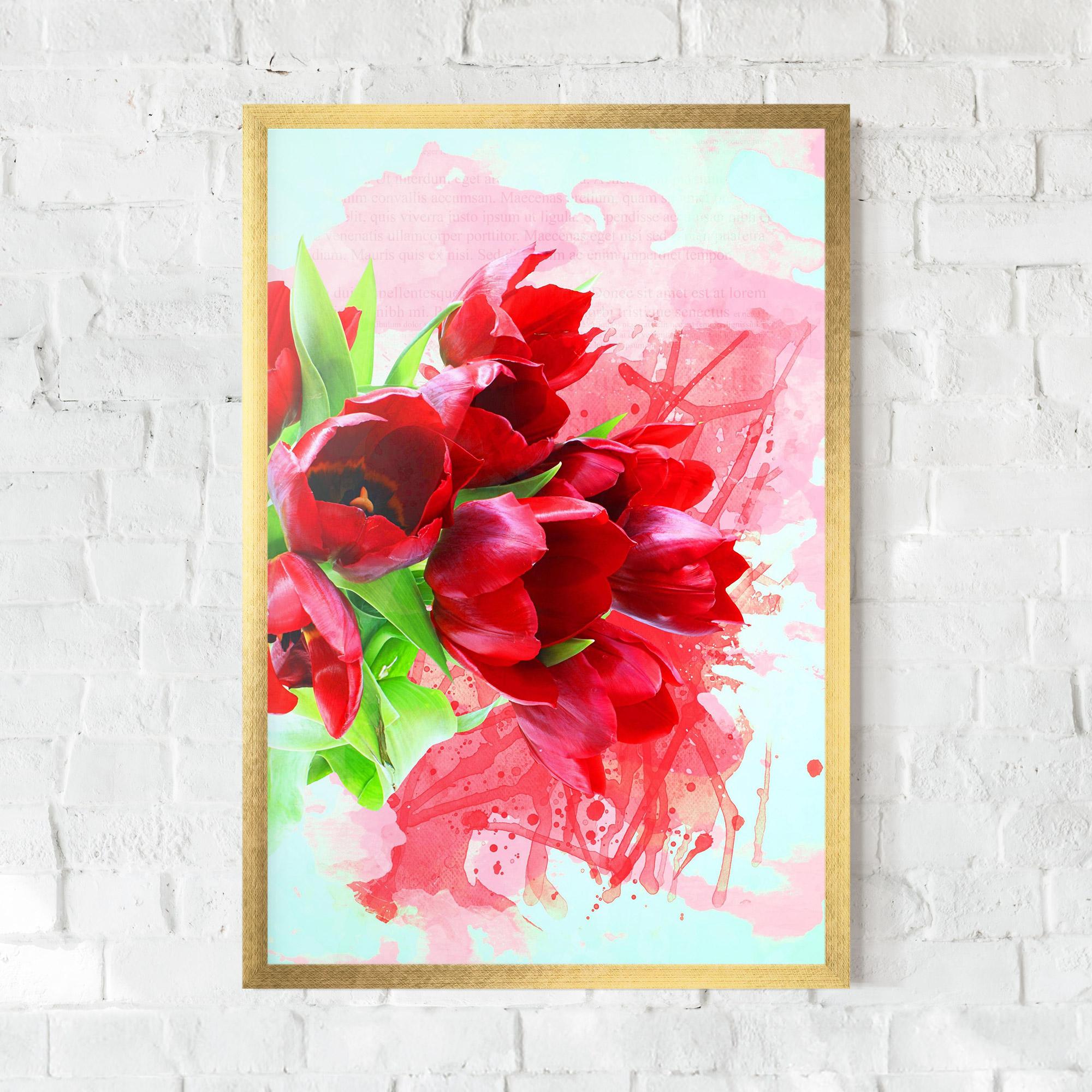 Poster Înrămat Red Tulips Bouquet mockup 0
