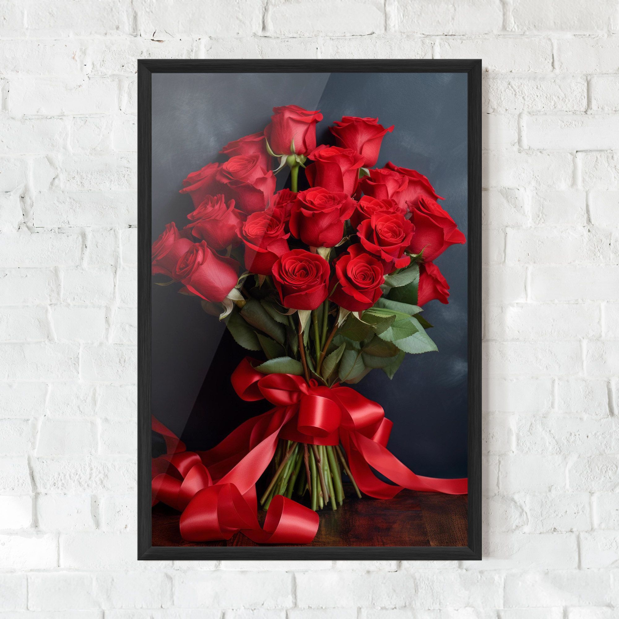 Beautiful Red Roses Bouquet mockup 0