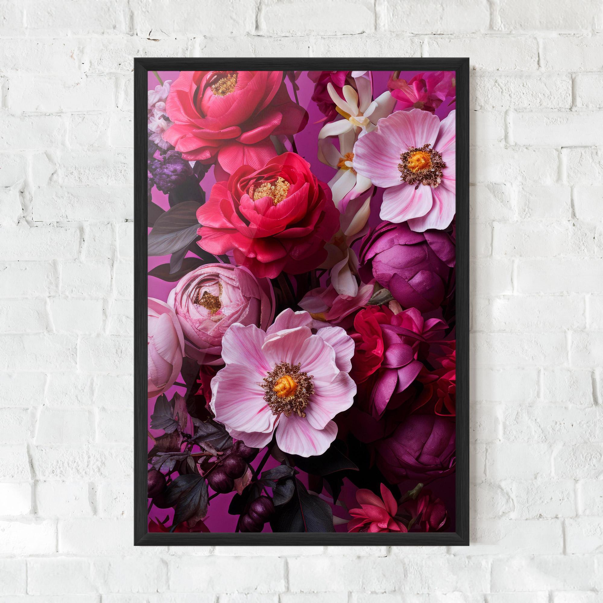 Poster Înrămat Pink Red Bouquet mockup 0