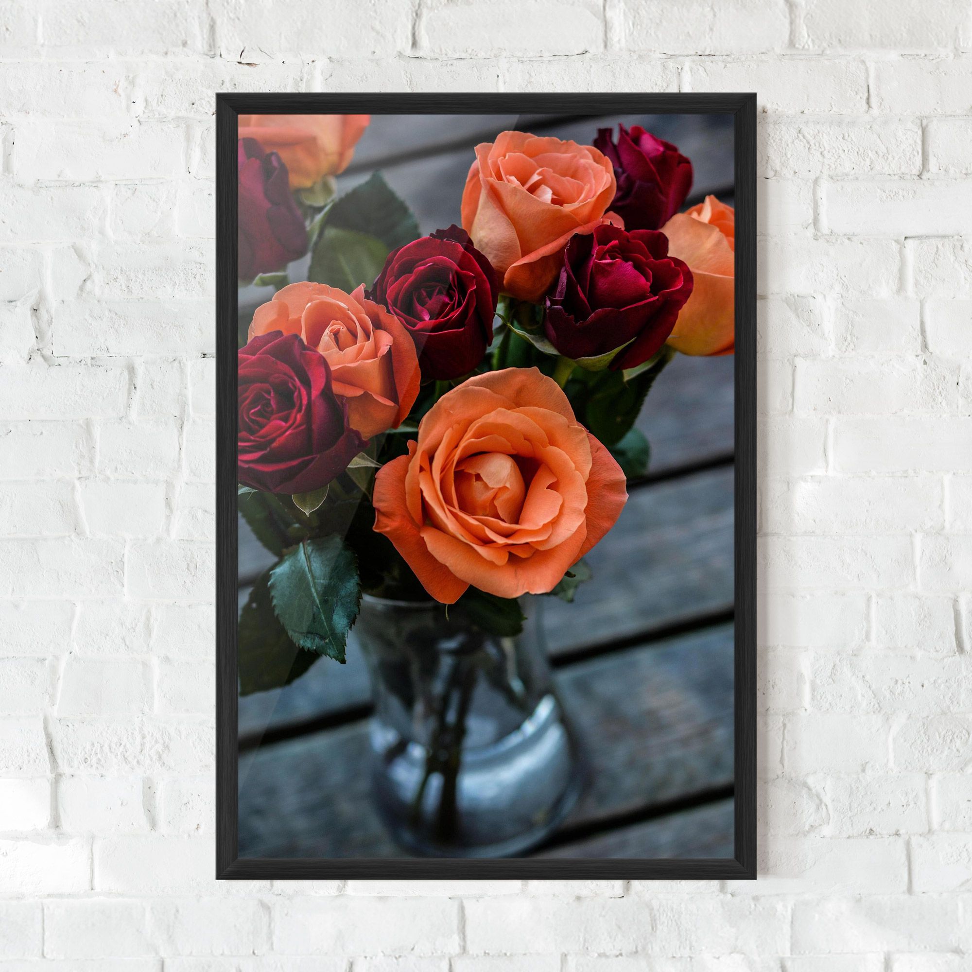 Red Orange Roses Bouquet mockup 0