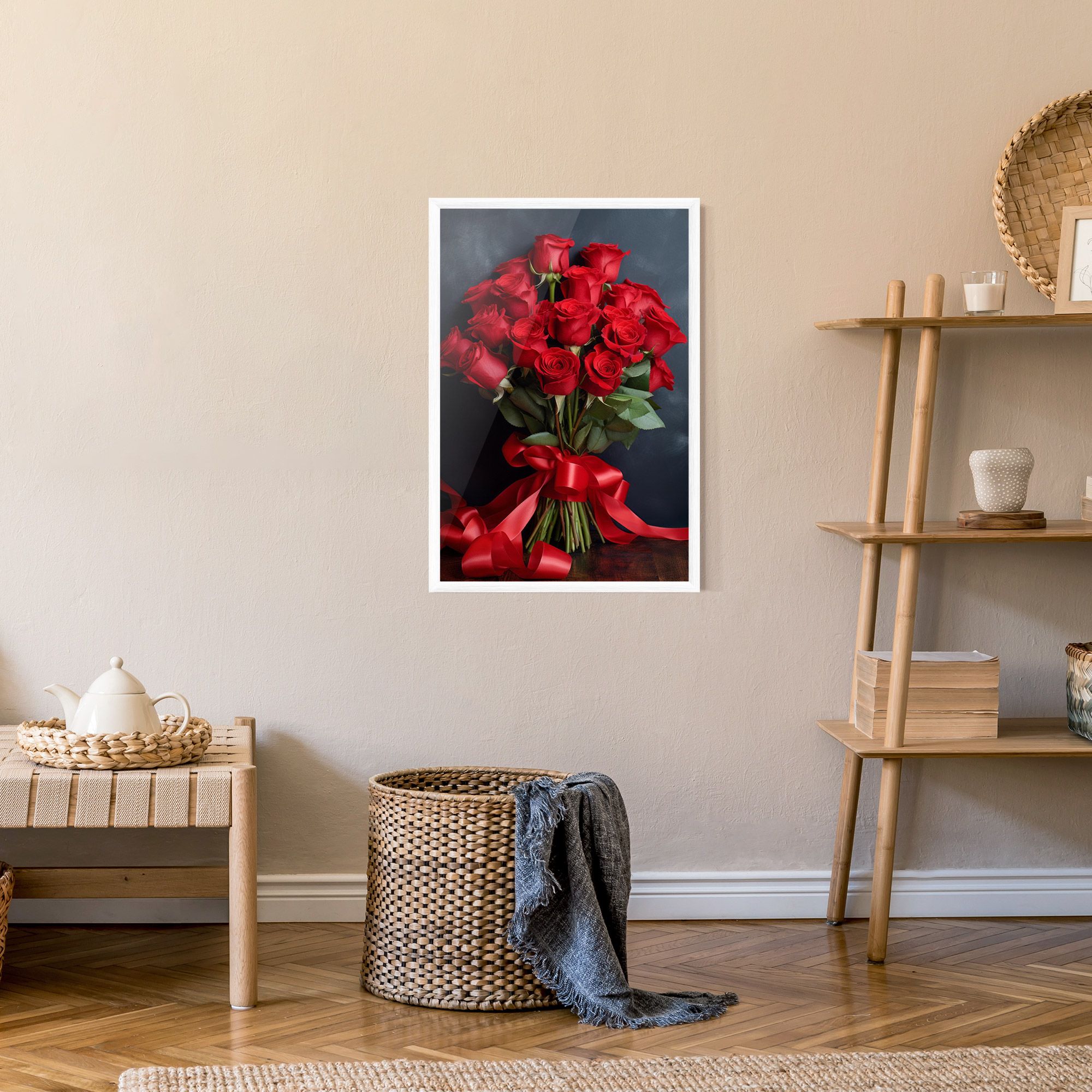 Beautiful Red Roses Bouquet mockup 9