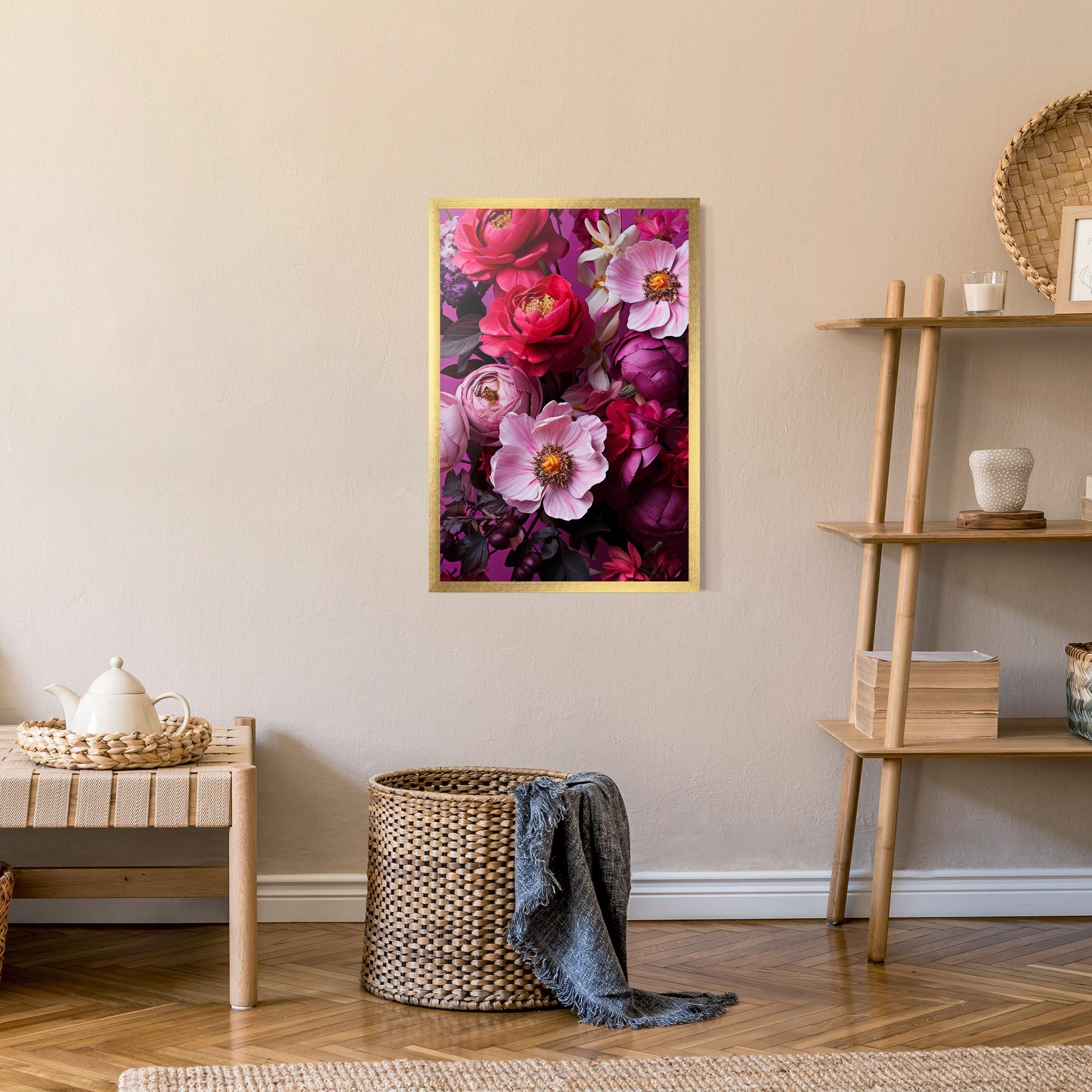 Poster Înrămat Pink Red Bouquet mockup 9