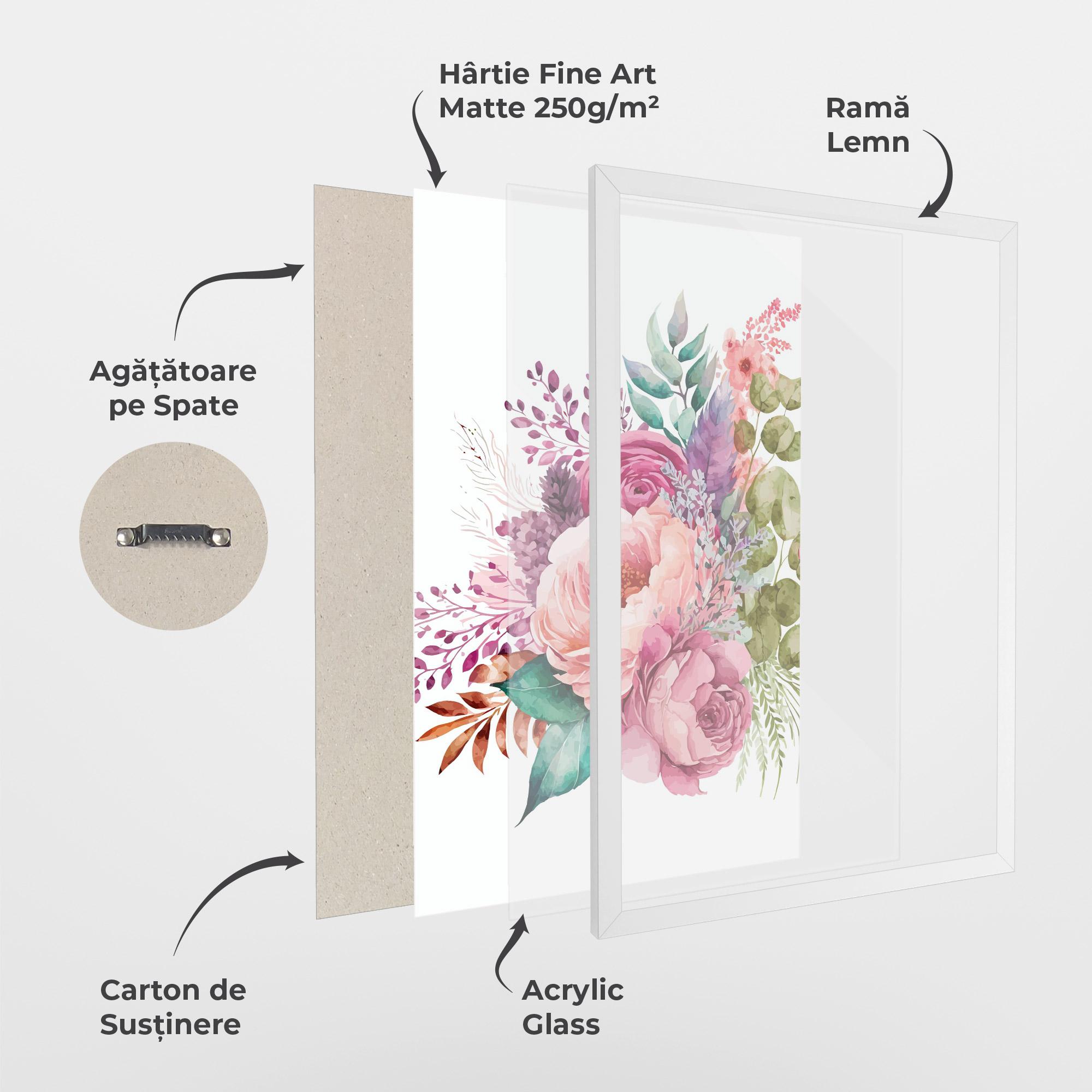 Poster Înrămat Bouquet Of Pink Roses mockup 1