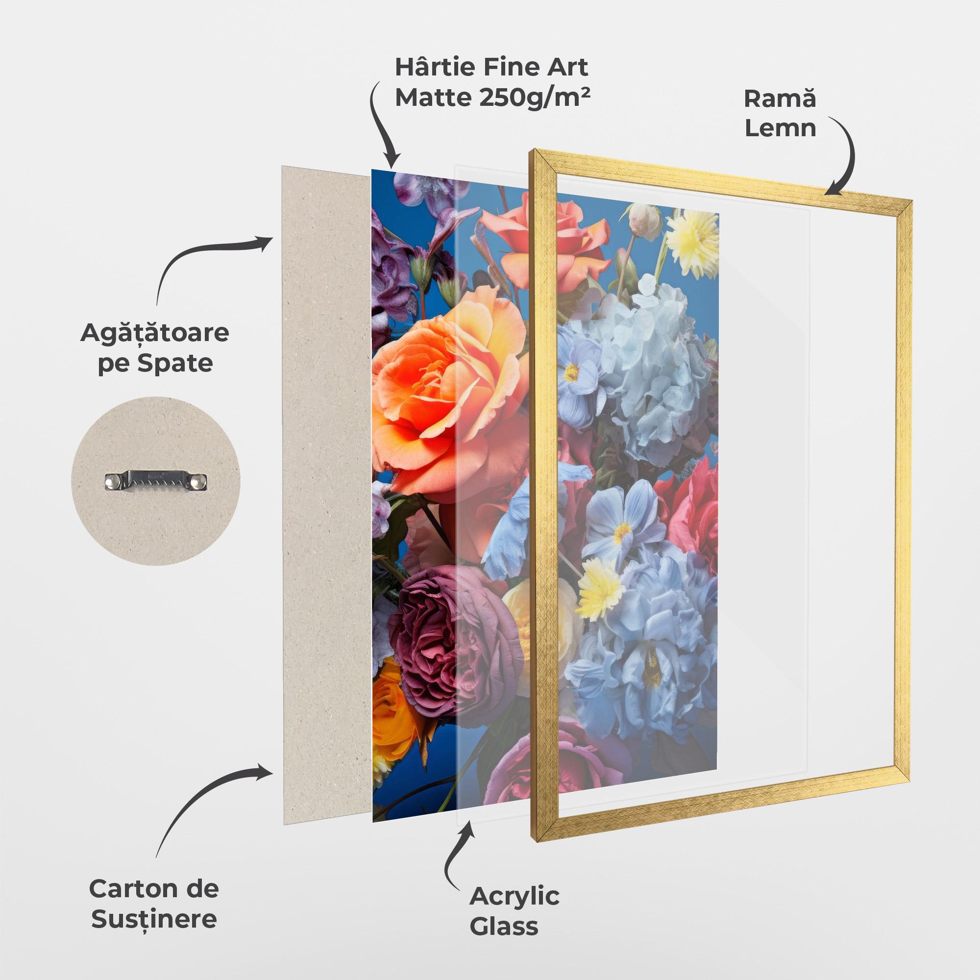 Poster Înrămat Blue Orange Bouquet mockup 1