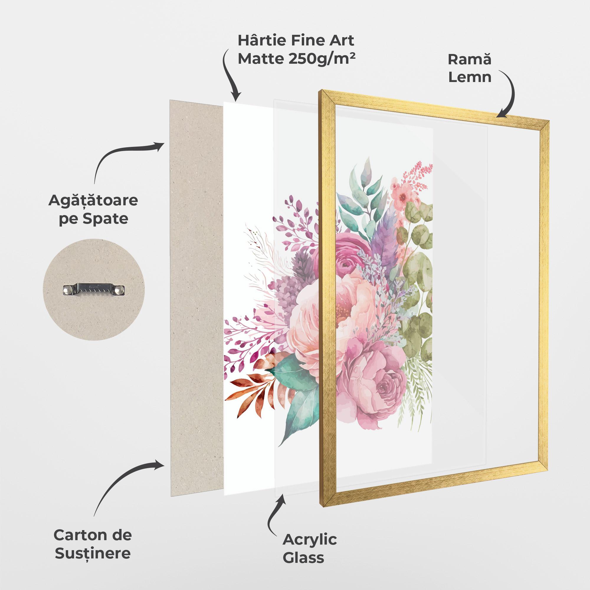 Poster Înrămat Bouquet Of Pink Roses mockup 1