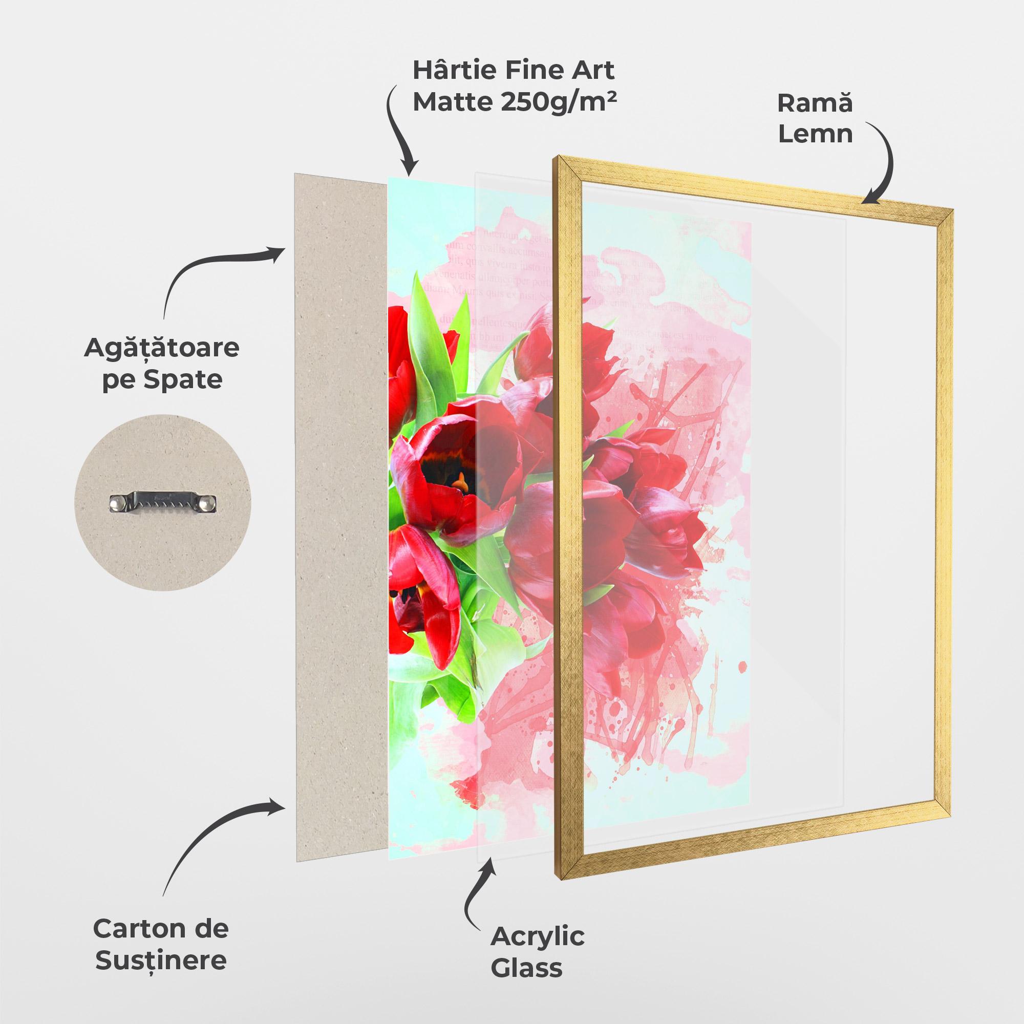 Poster Înrămat Red Tulips Bouquet mockup 1