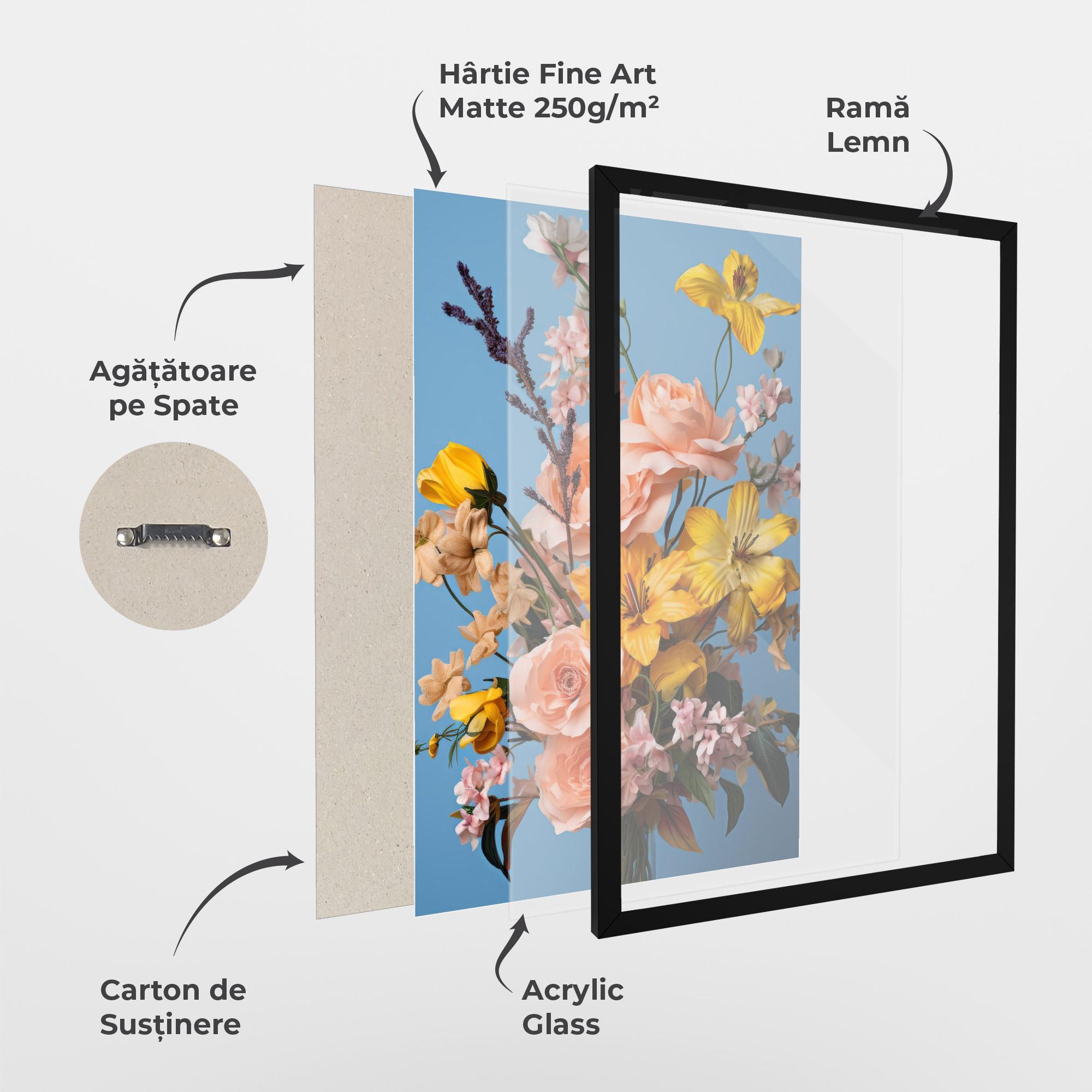 Poster Înrămat Flower Mix On Blue mockup 1