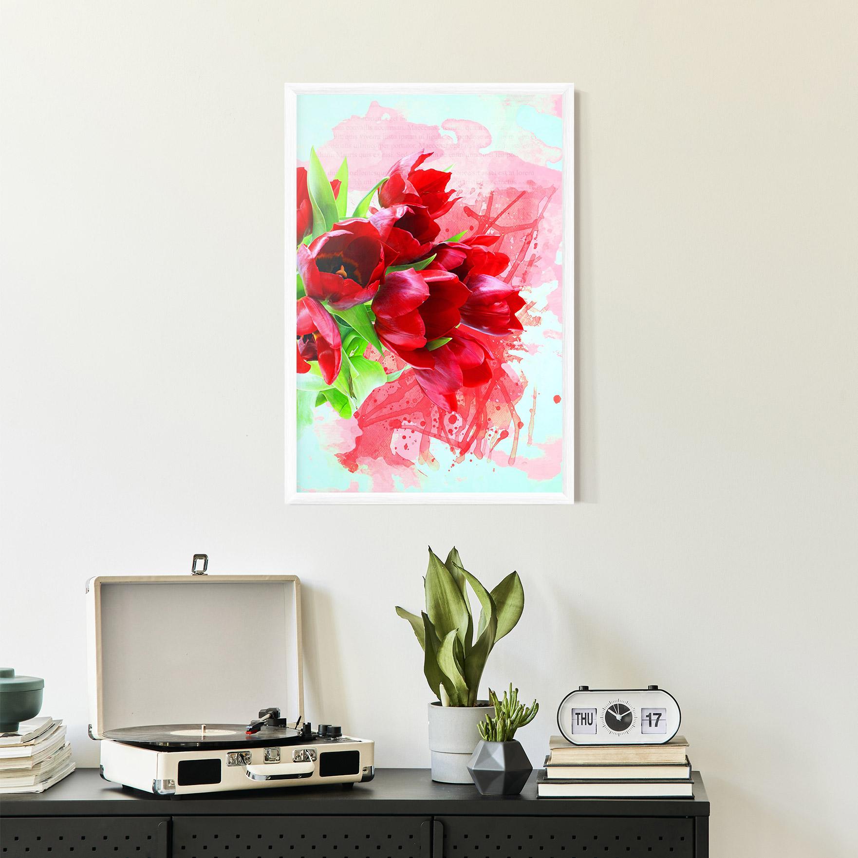 Poster Înrămat Red Tulips Bouquet mockup 2