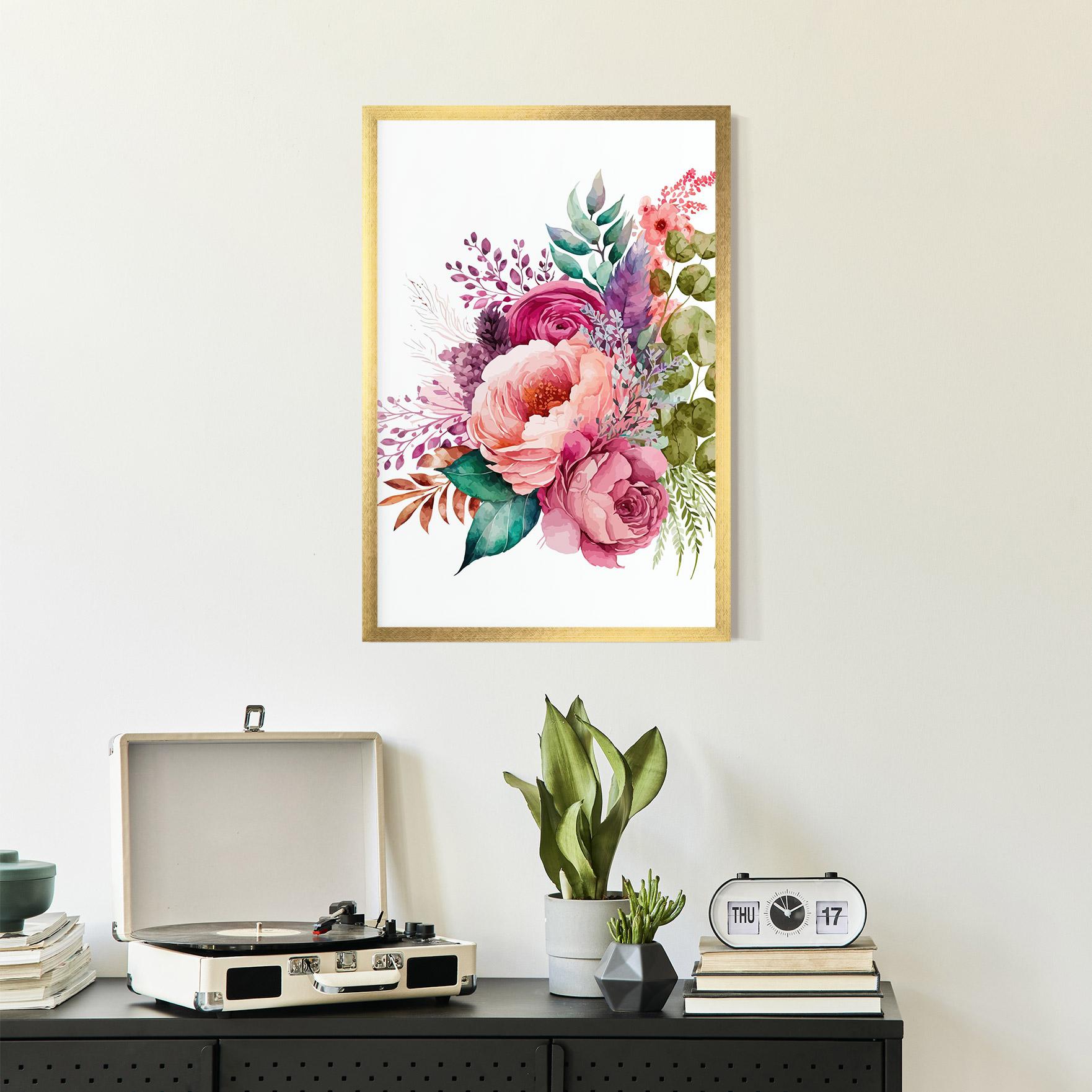 Poster Înrămat Bouquet Of Pink Roses mockup 2