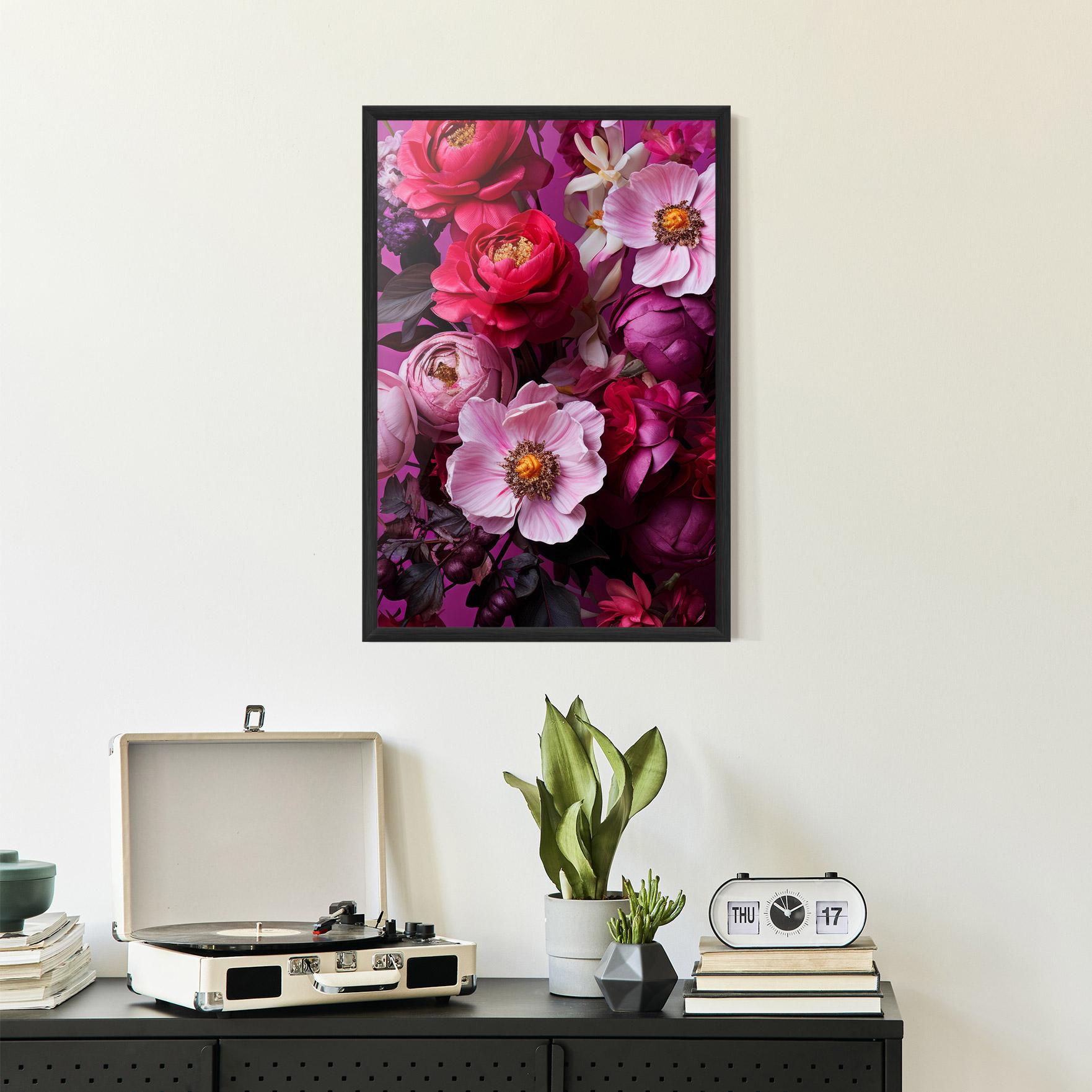 Poster Înrămat Pink Red Bouquet mockup 2