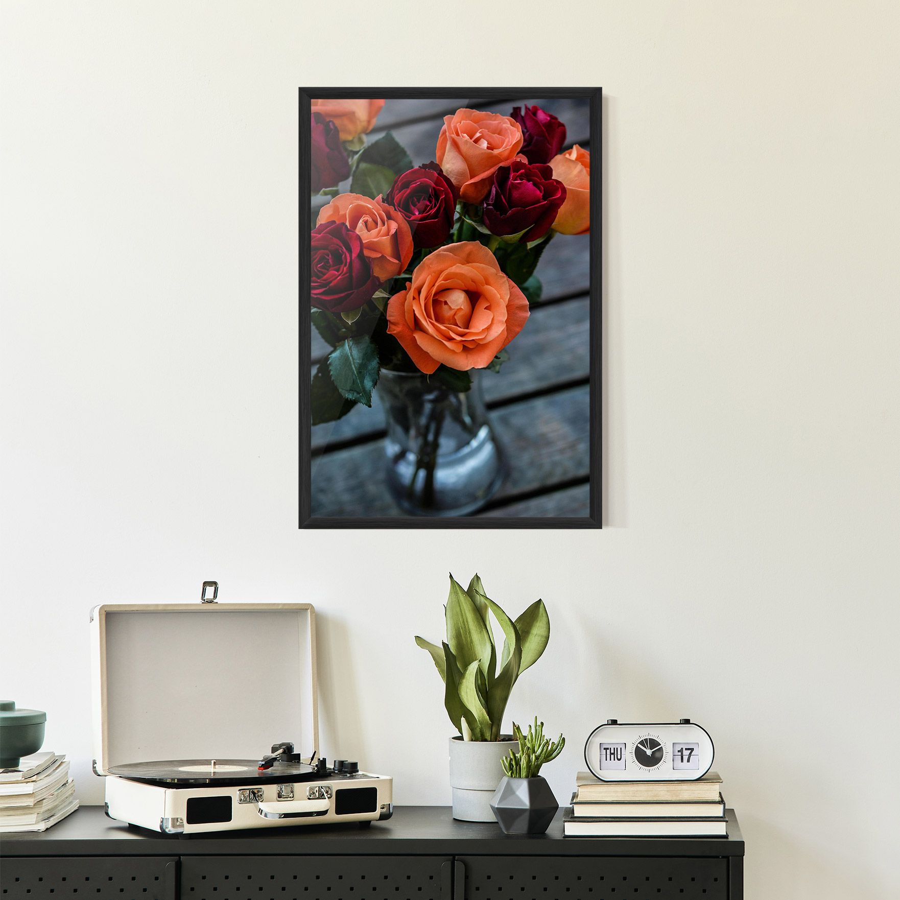 Red Orange Roses Bouquet mockup 2