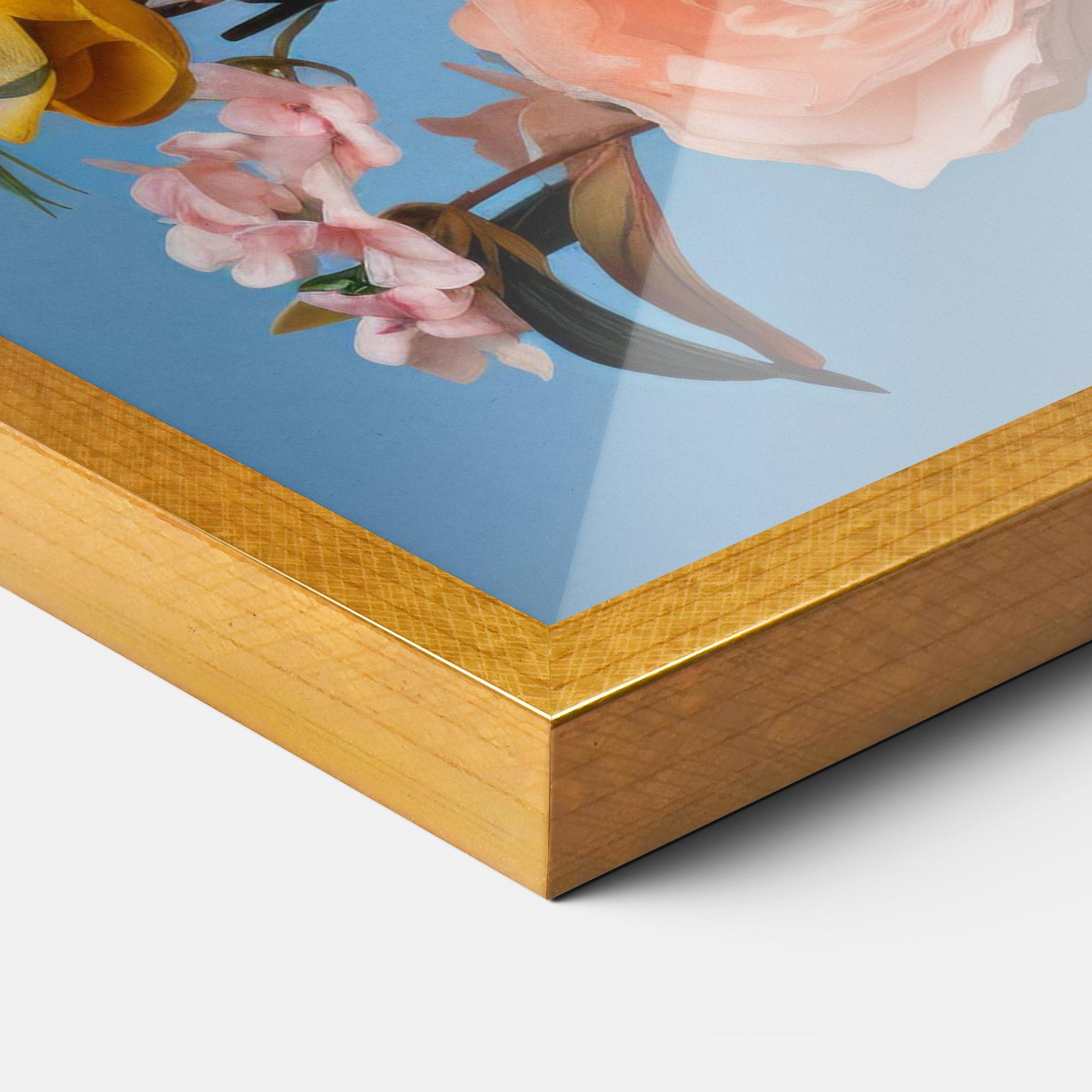 Poster Înrămat Flower Mix On Blue mockup 3