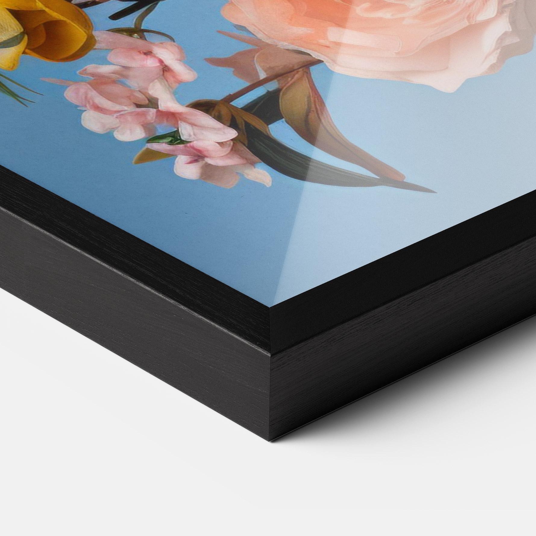 Poster Înrămat Flower Mix On Blue mockup 3