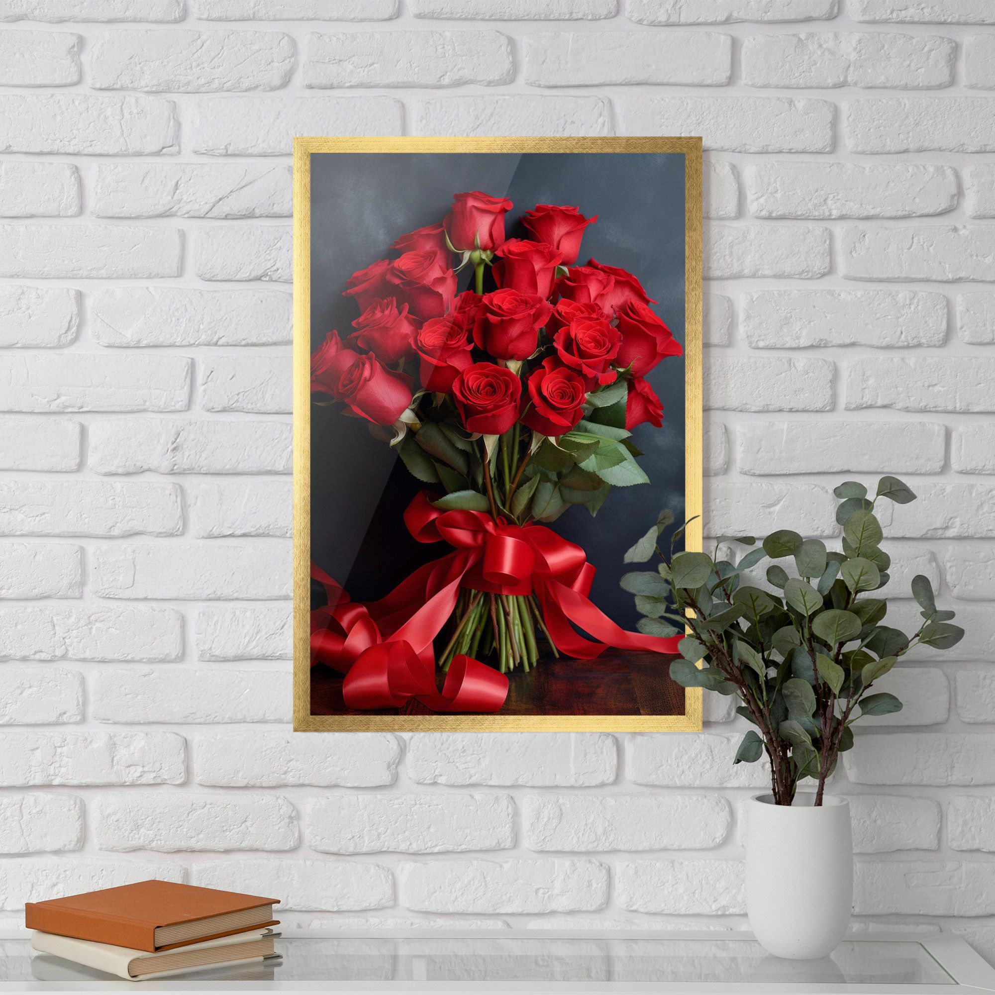 Beautiful Red Roses Bouquet mockup 5