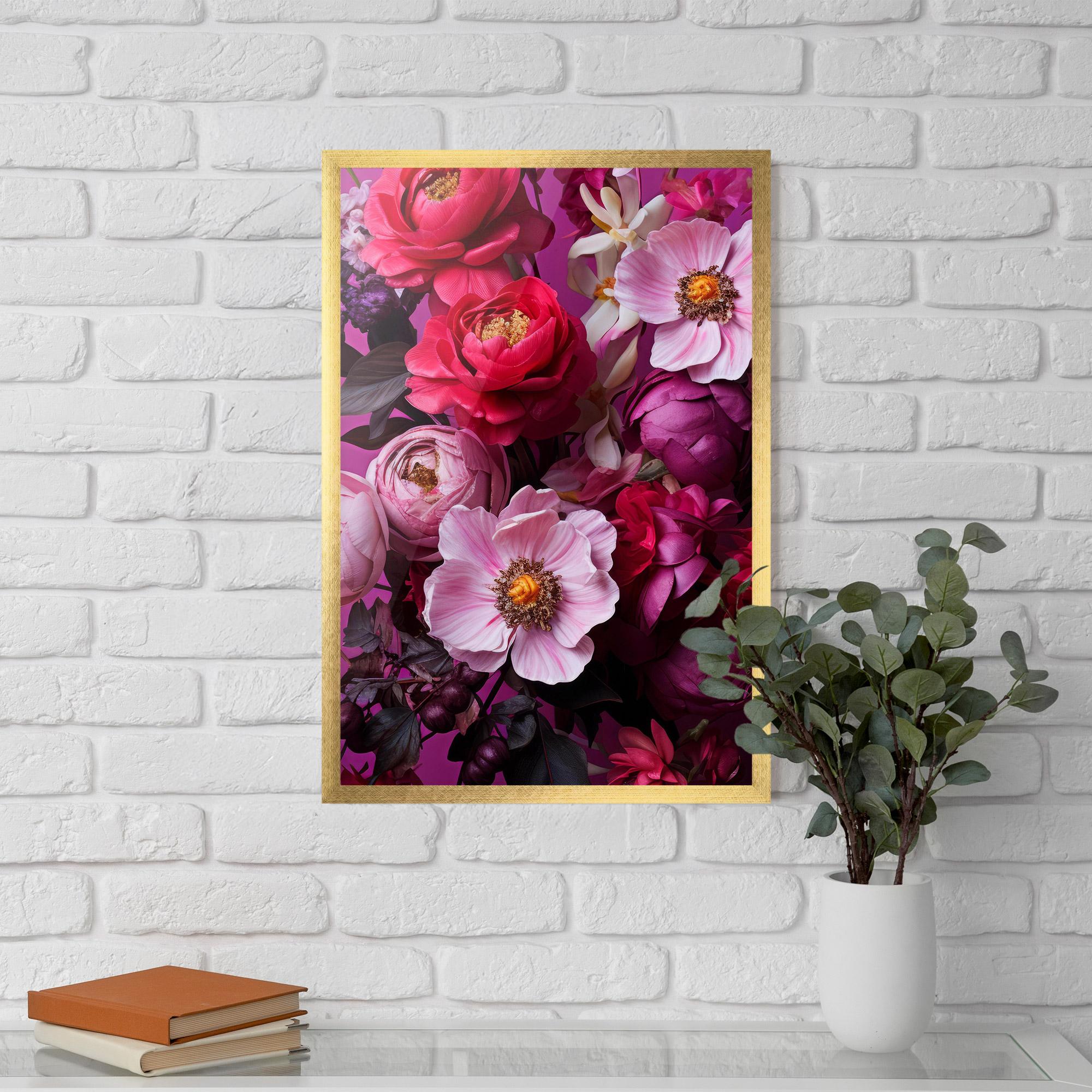 Poster Înrămat Pink Red Bouquet mockup 5