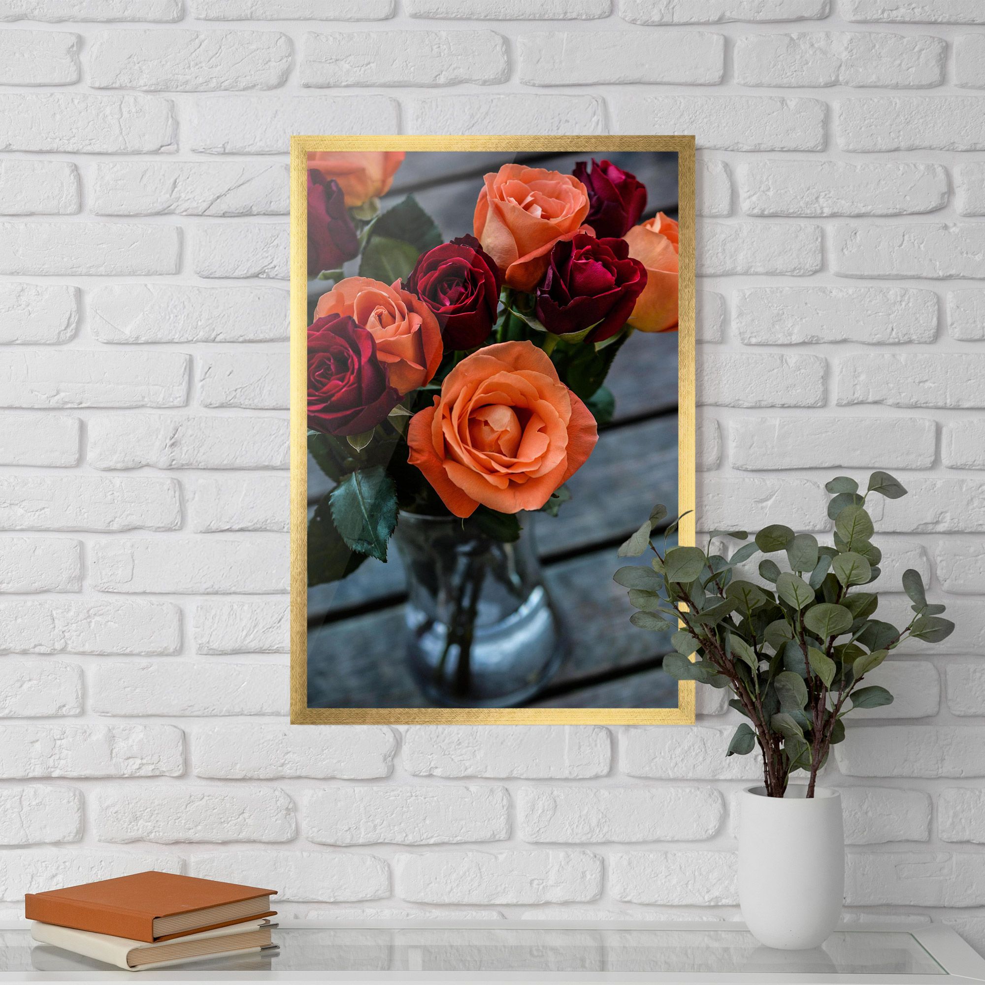 Red Orange Roses Bouquet mockup 5