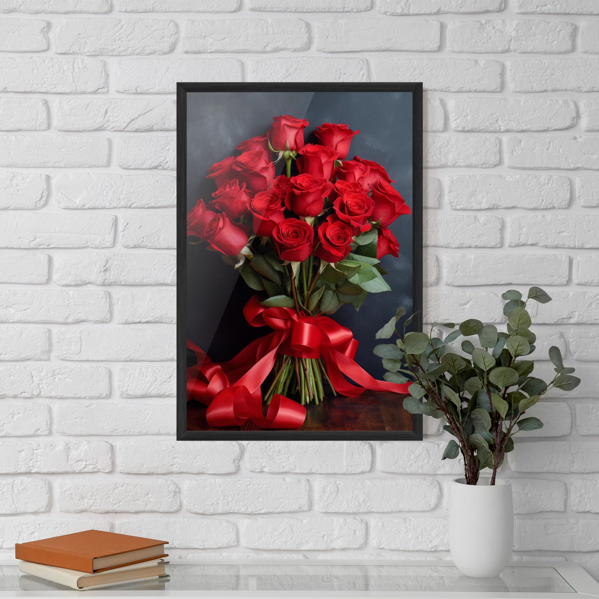 Beautiful Red Roses Bouquet mockup 5