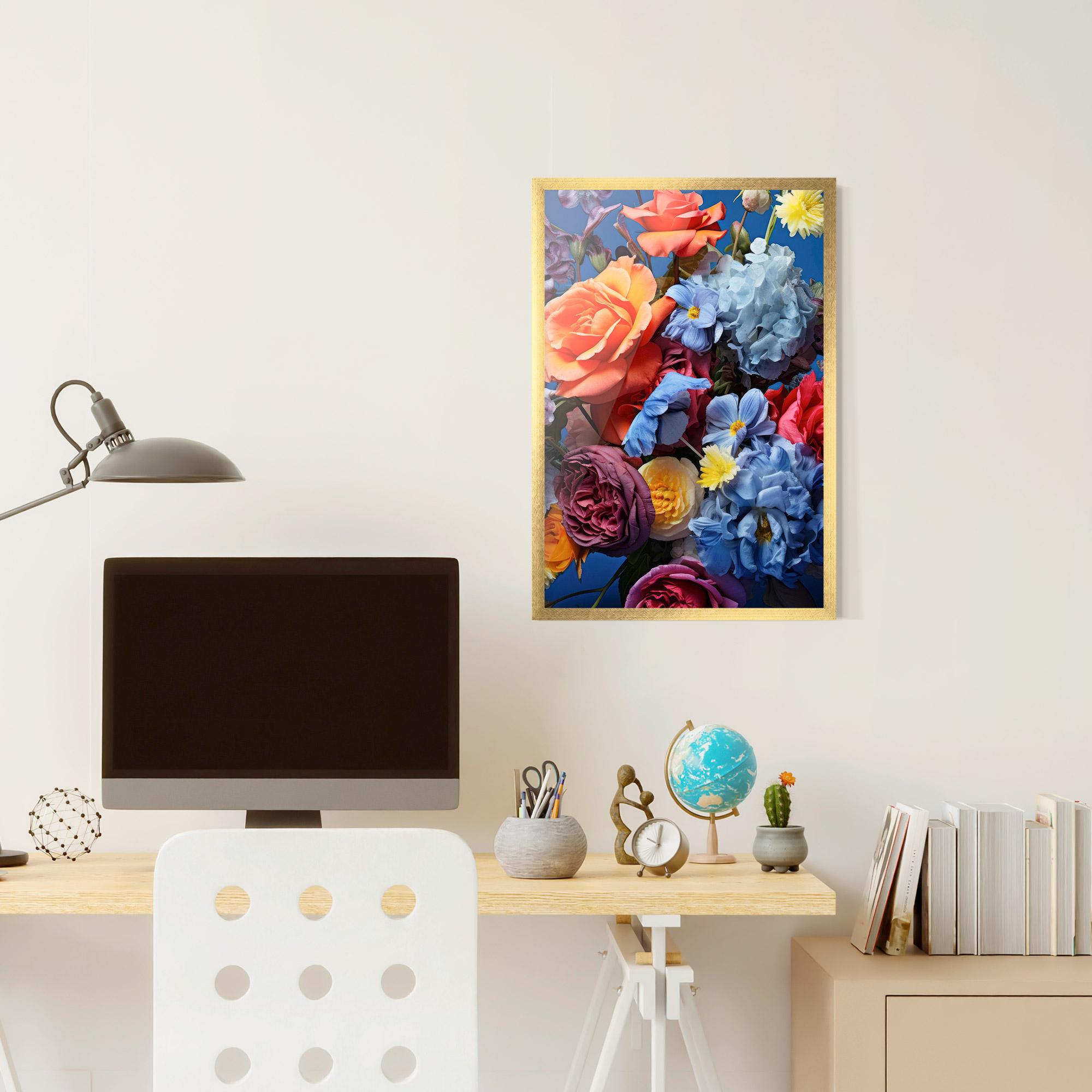 Poster Înrămat Blue Orange Bouquet mockup 6