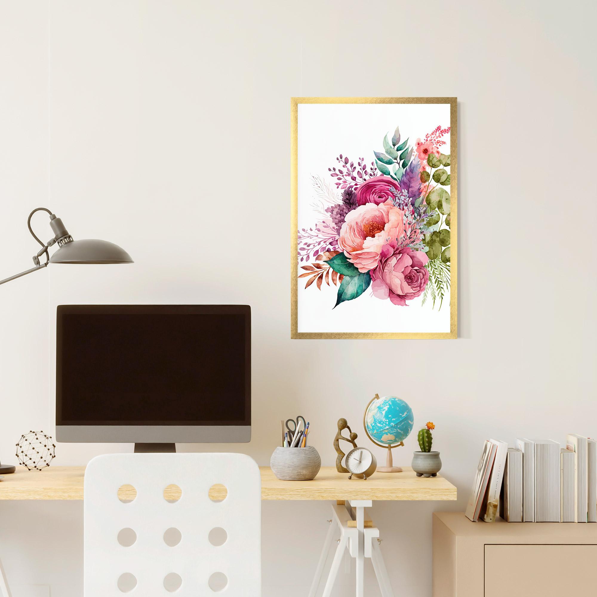 Poster Înrămat Bouquet Of Pink Roses mockup 6