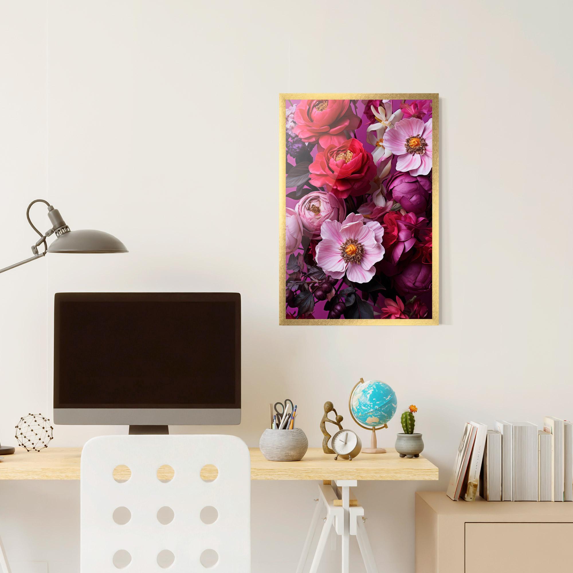 Poster Înrămat Pink Red Bouquet mockup 6
