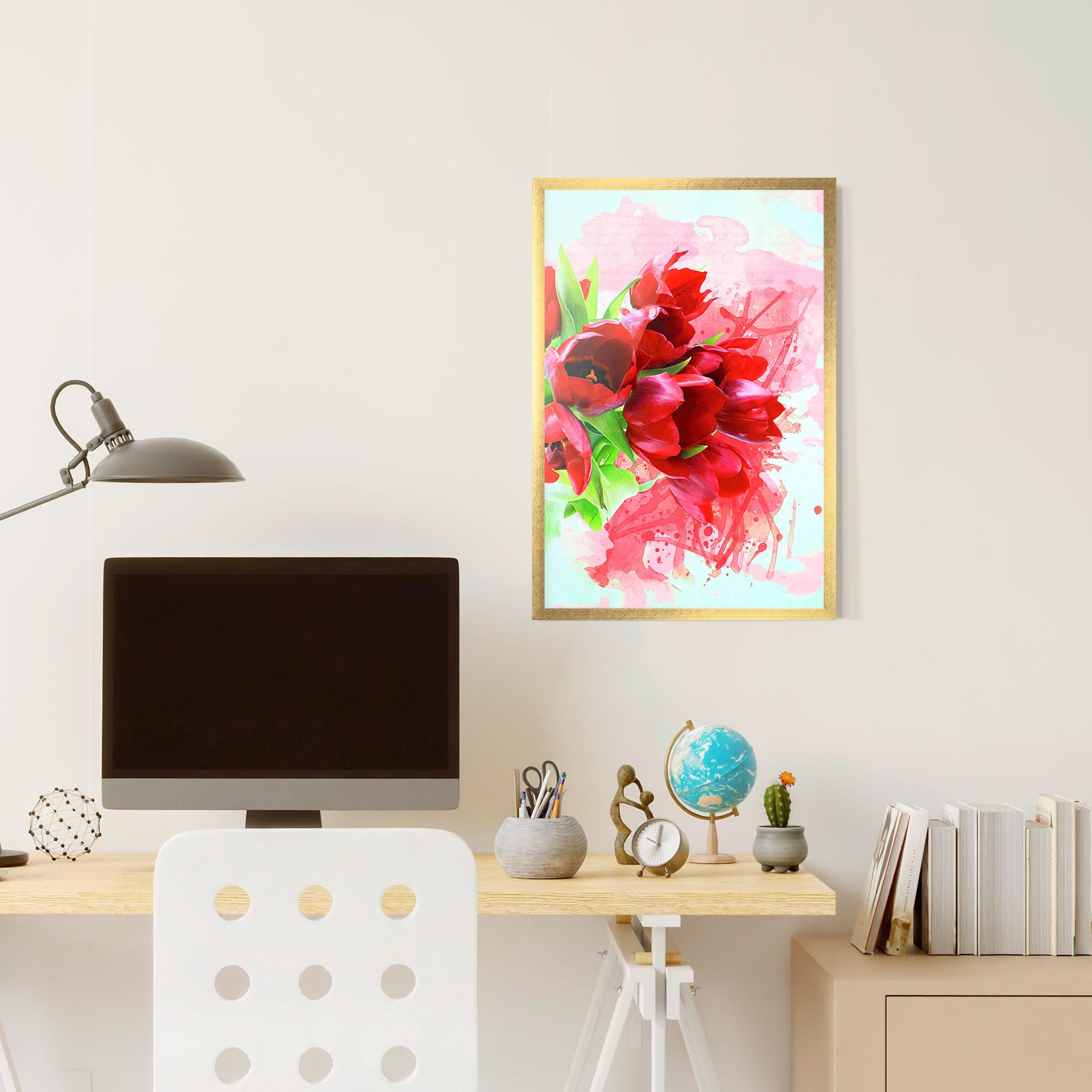 Poster Înrămat Red Tulips Bouquet mockup 6