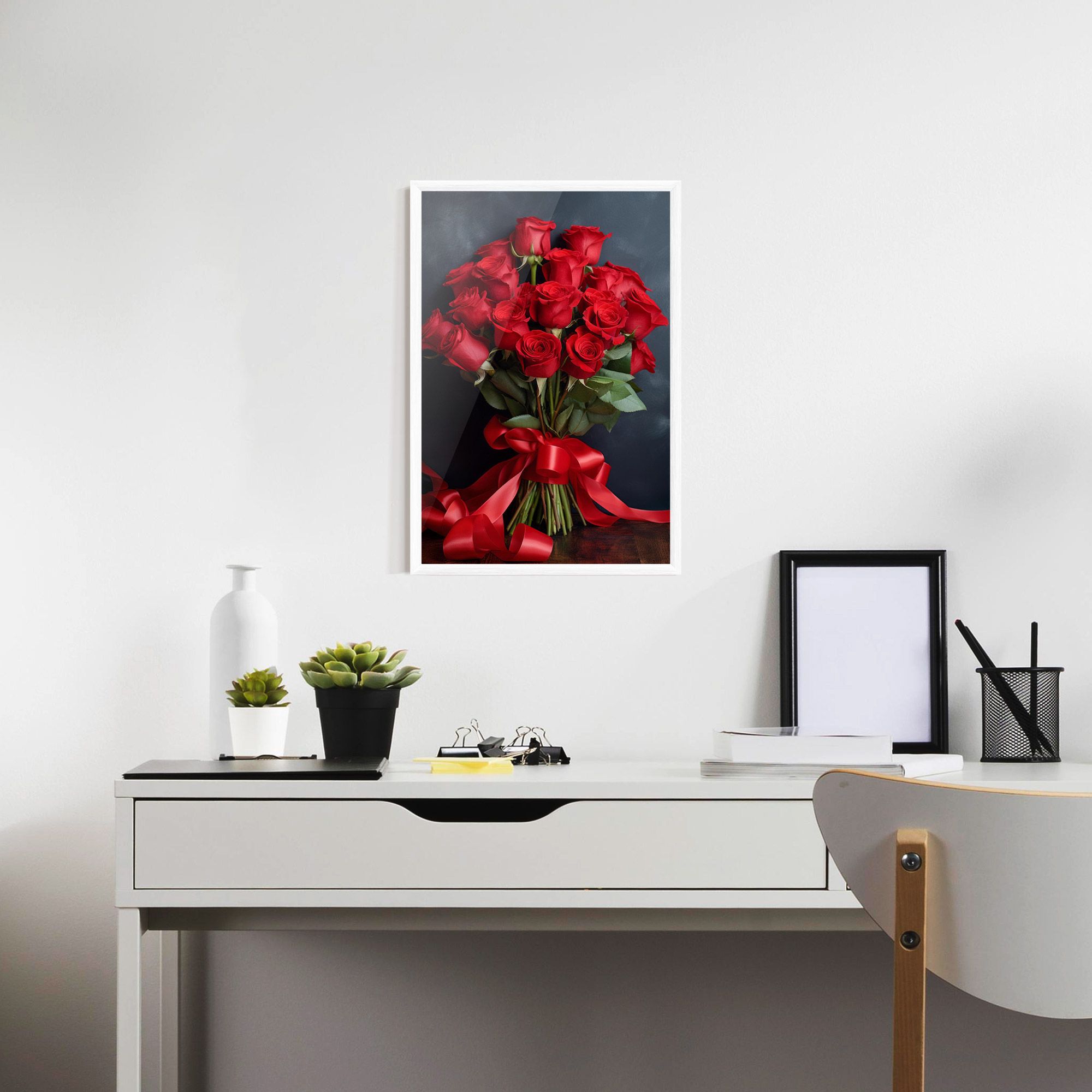 Beautiful Red Roses Bouquet mockup 7