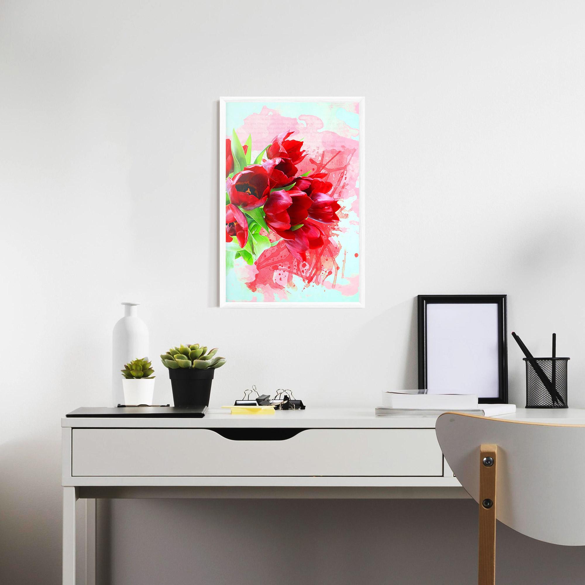 Poster Înrămat Red Tulips Bouquet mockup 7