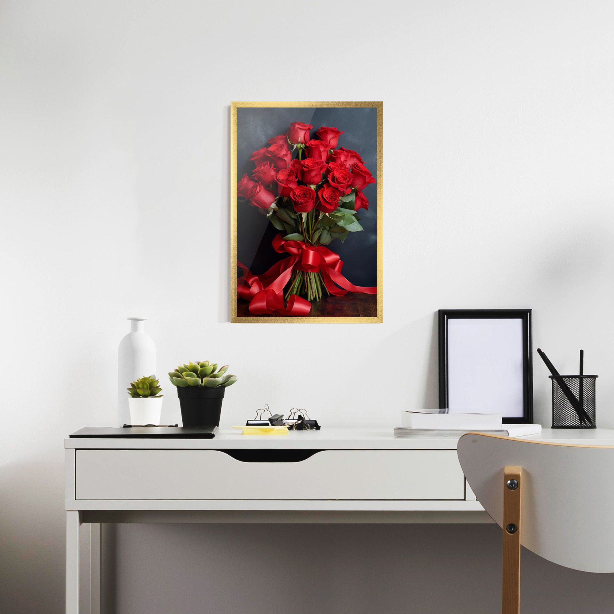 Beautiful Red Roses Bouquet mockup 7