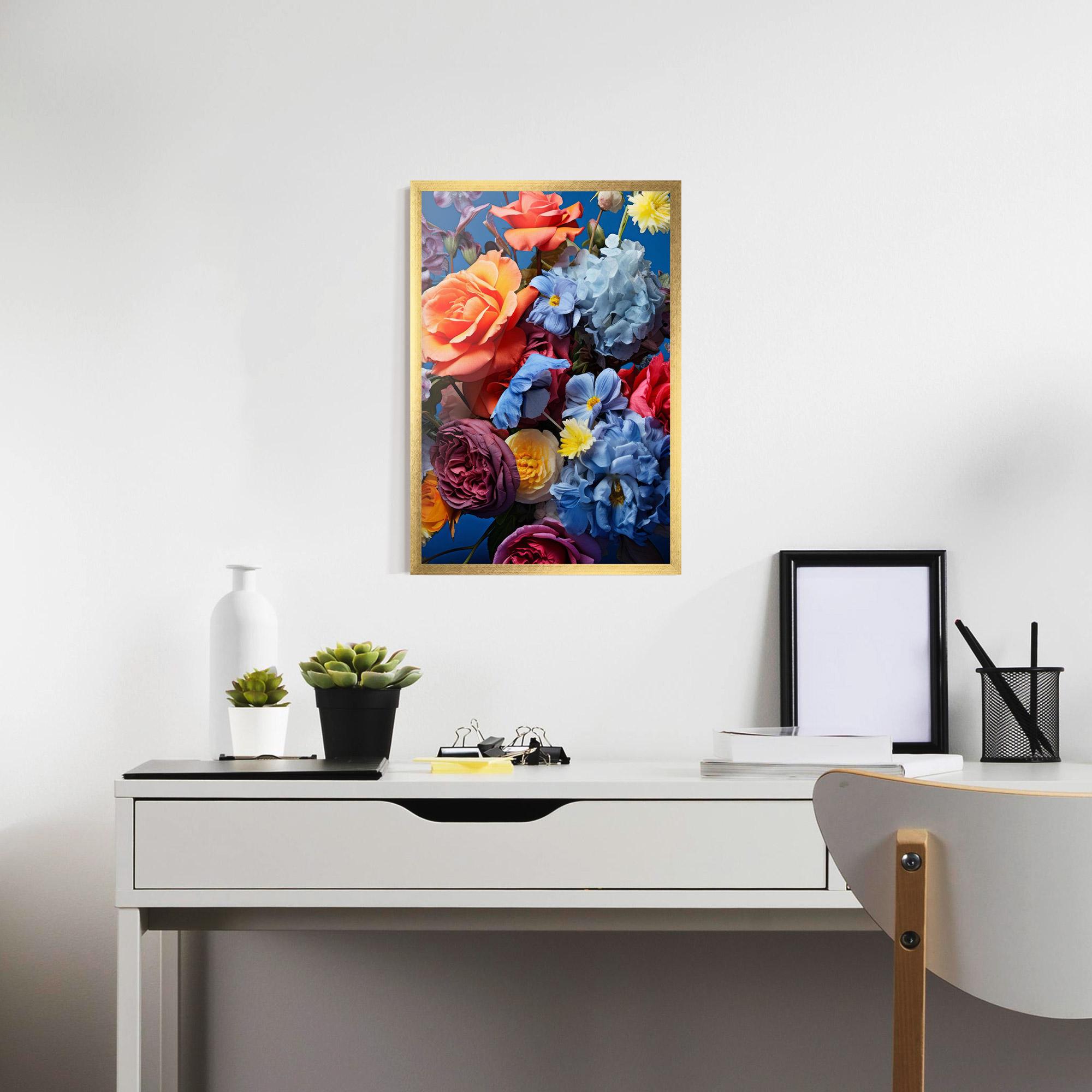 Poster Înrămat Blue Orange Bouquet mockup 7