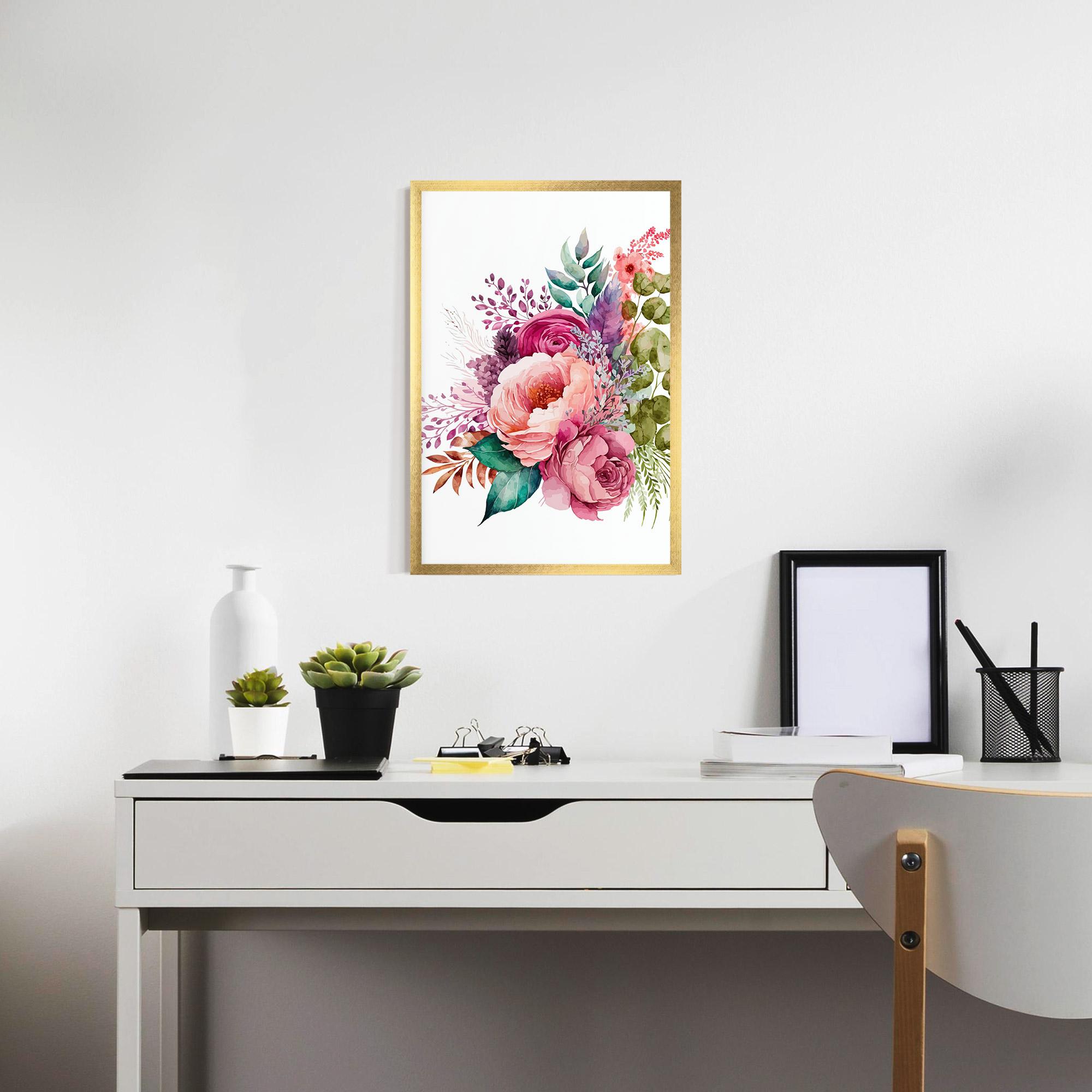 Poster Înrămat Bouquet Of Pink Roses mockup 7