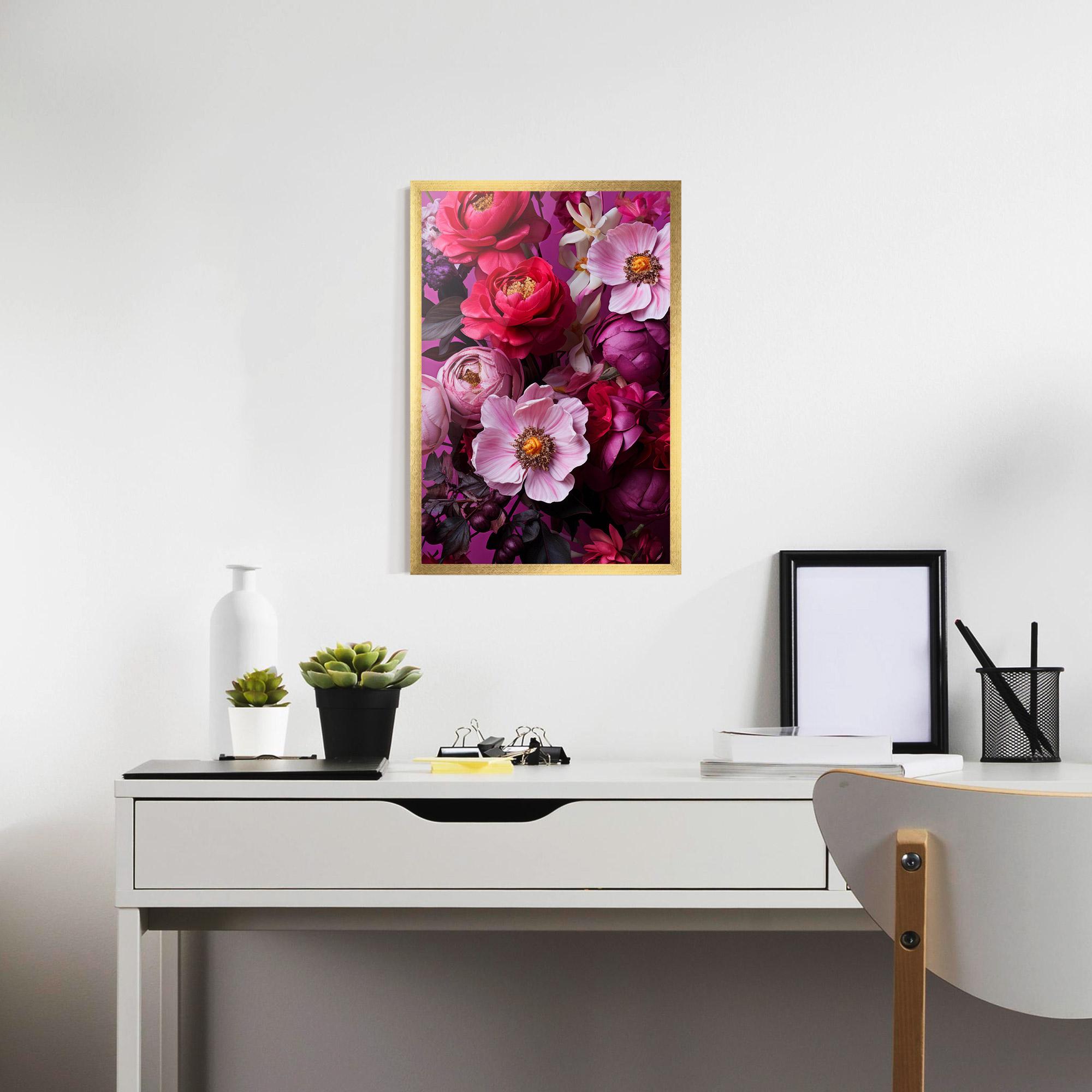 Poster Înrămat Pink Red Bouquet mockup 7