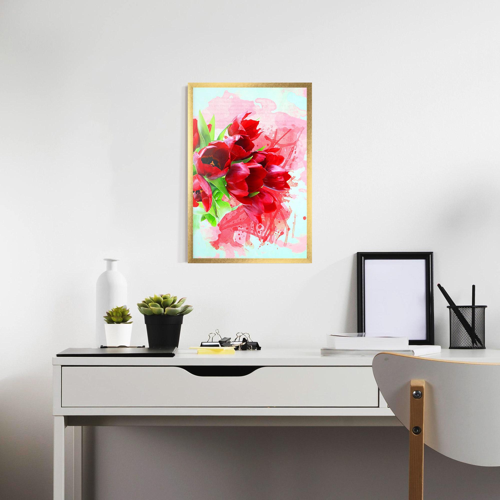 Poster Înrămat Red Tulips Bouquet mockup 7