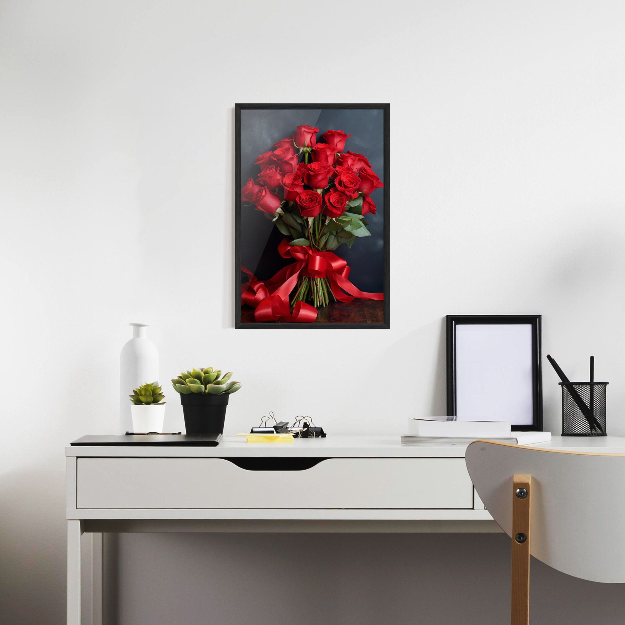 Beautiful Red Roses Bouquet mockup 7