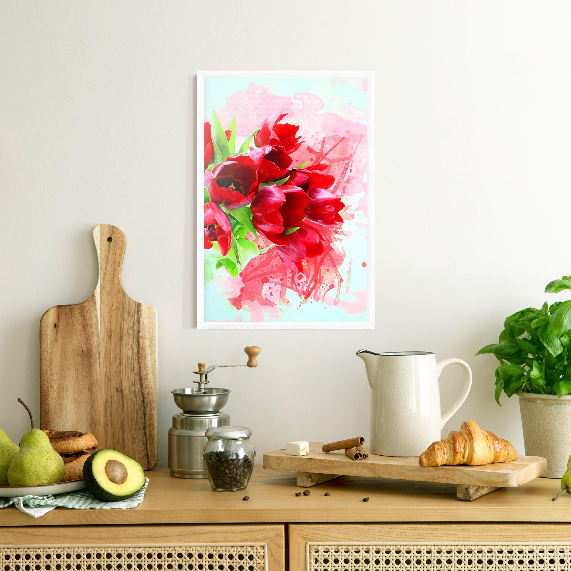 Poster Înrămat Red Tulips Bouquet mockup 8