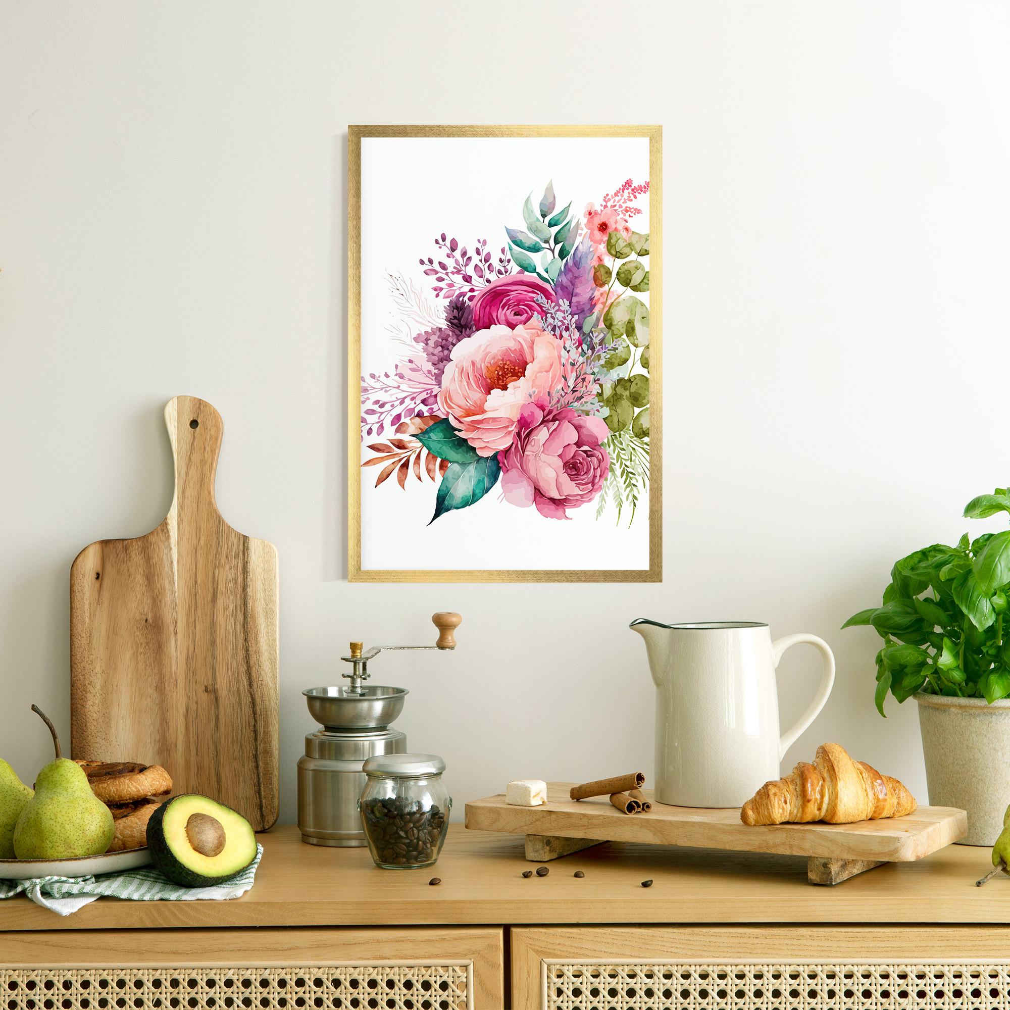 Poster Înrămat Bouquet Of Pink Roses mockup 8