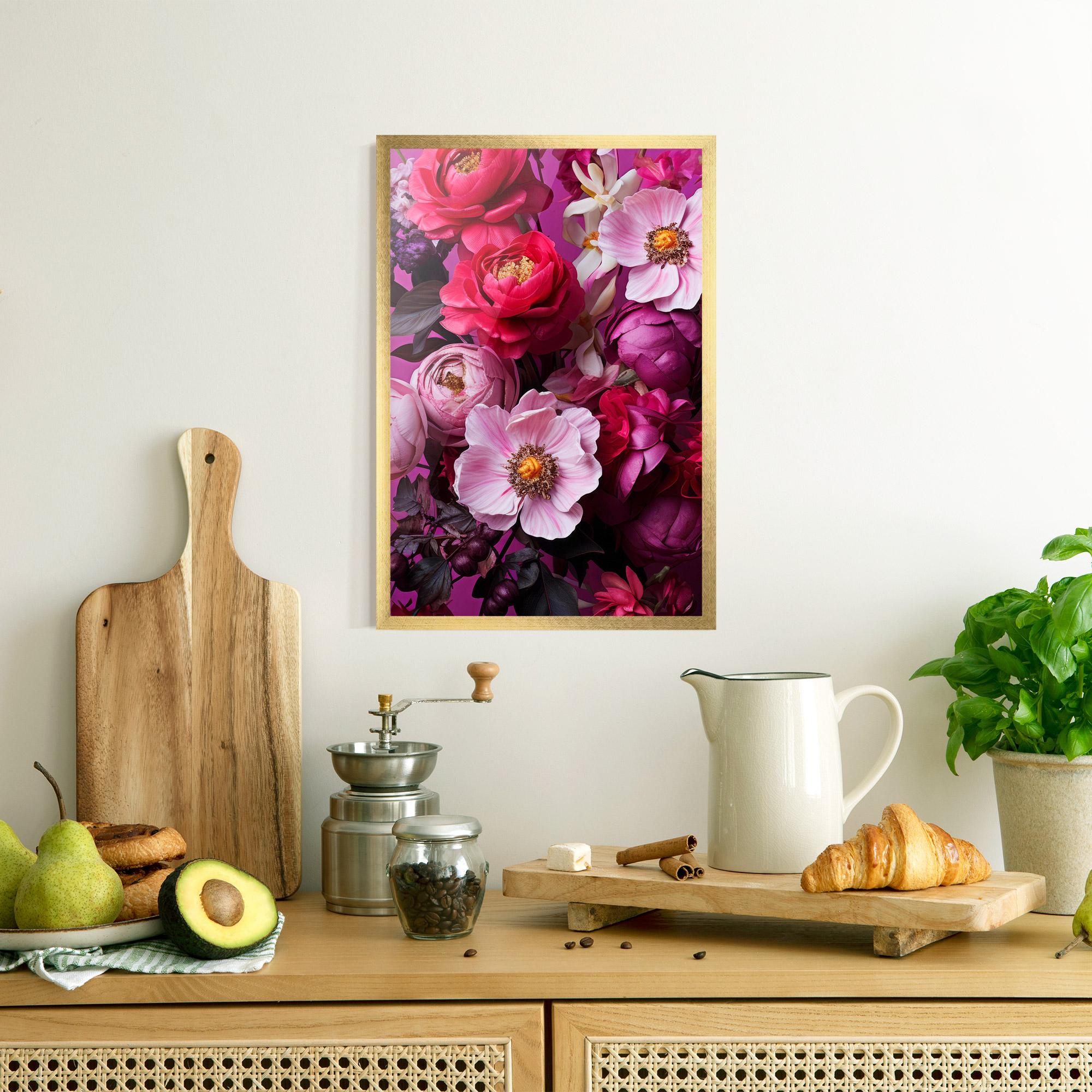 Poster Înrămat Pink Red Bouquet mockup 8
