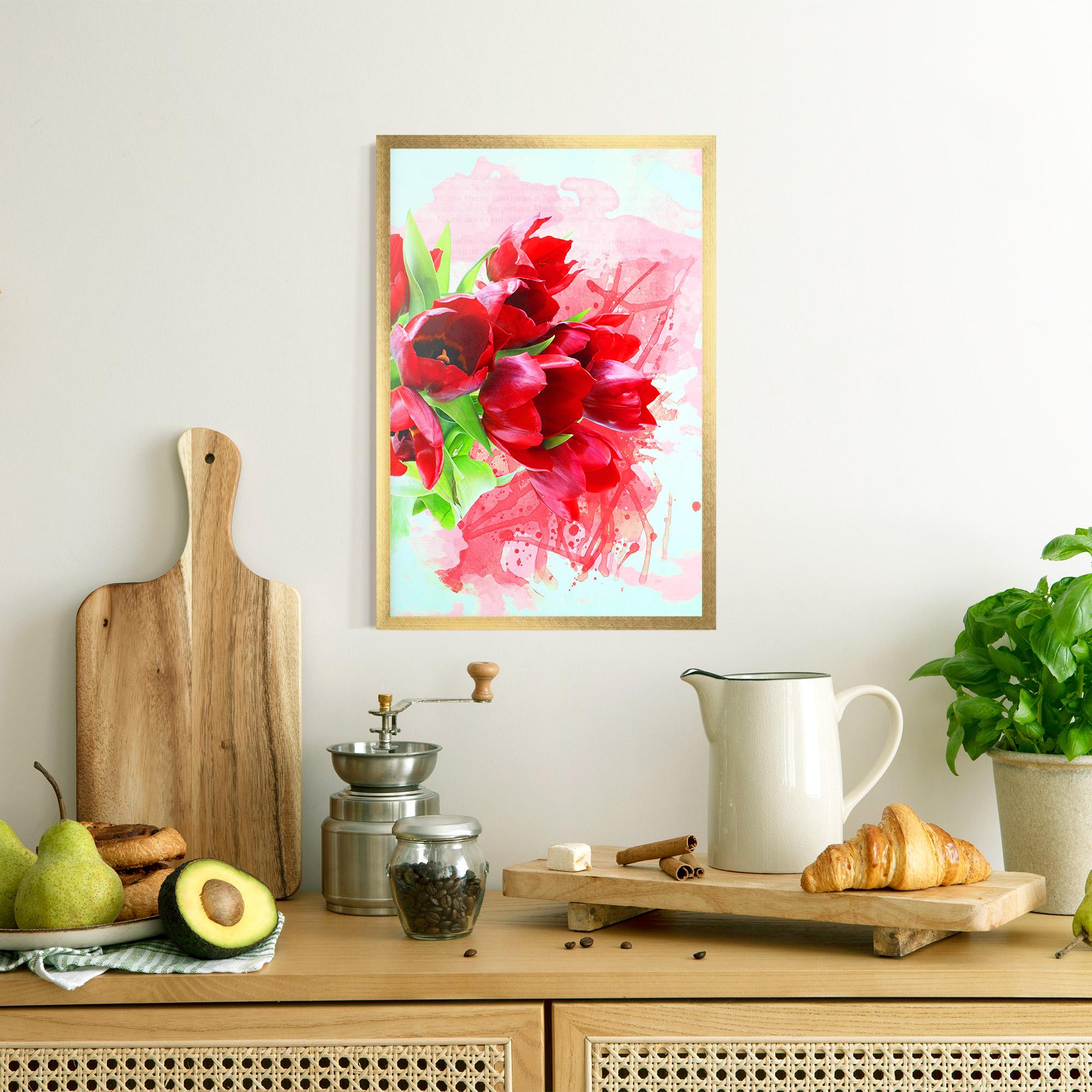 Poster Înrămat Red Tulips Bouquet mockup 8